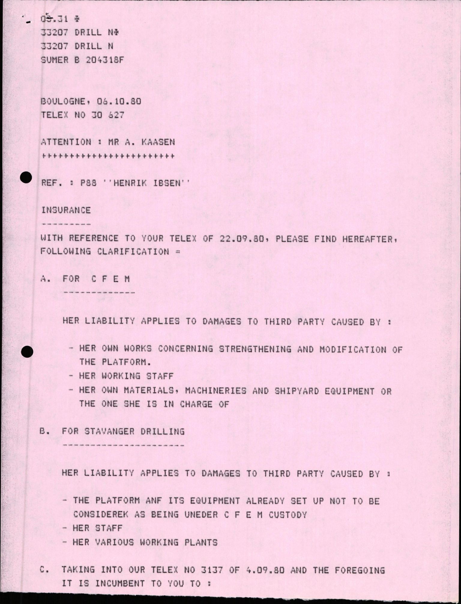 Pa 1503 - Stavanger Drilling AS, AV/SAST-A-101906/2/E/Ec/Eca/L0011: Sak og korrespondanse, 1980-1981