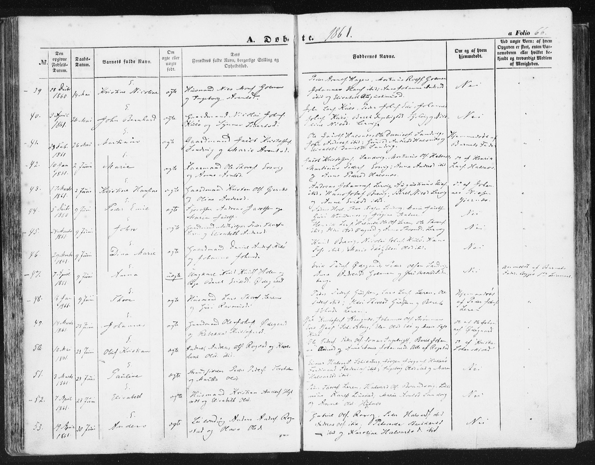 Ministerialprotokoller, klokkerbøker og fødselsregistre - Møre og Romsdal, AV/SAT-A-1454/581/L0937: Parish register (official) no. 581A05, 1853-1872, p. 66