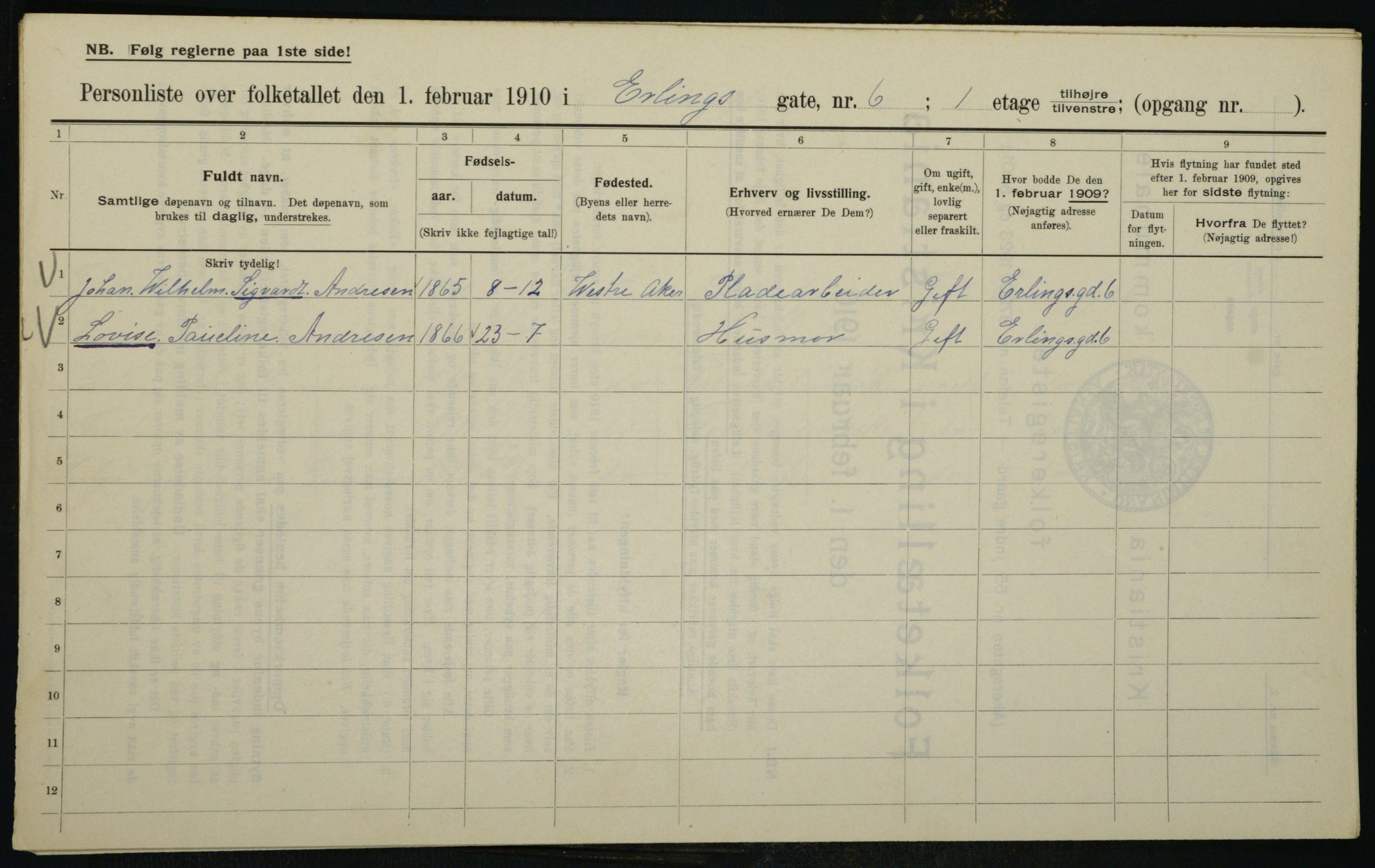 OBA, Municipal Census 1910 for Kristiania, 1910, p. 20674