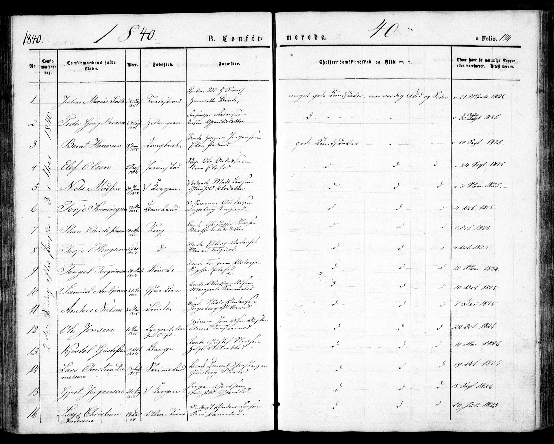 Holt sokneprestkontor, AV/SAK-1111-0021/F/Fa/L0007: Parish register (official) no. A 7, 1836-1848, p. 174