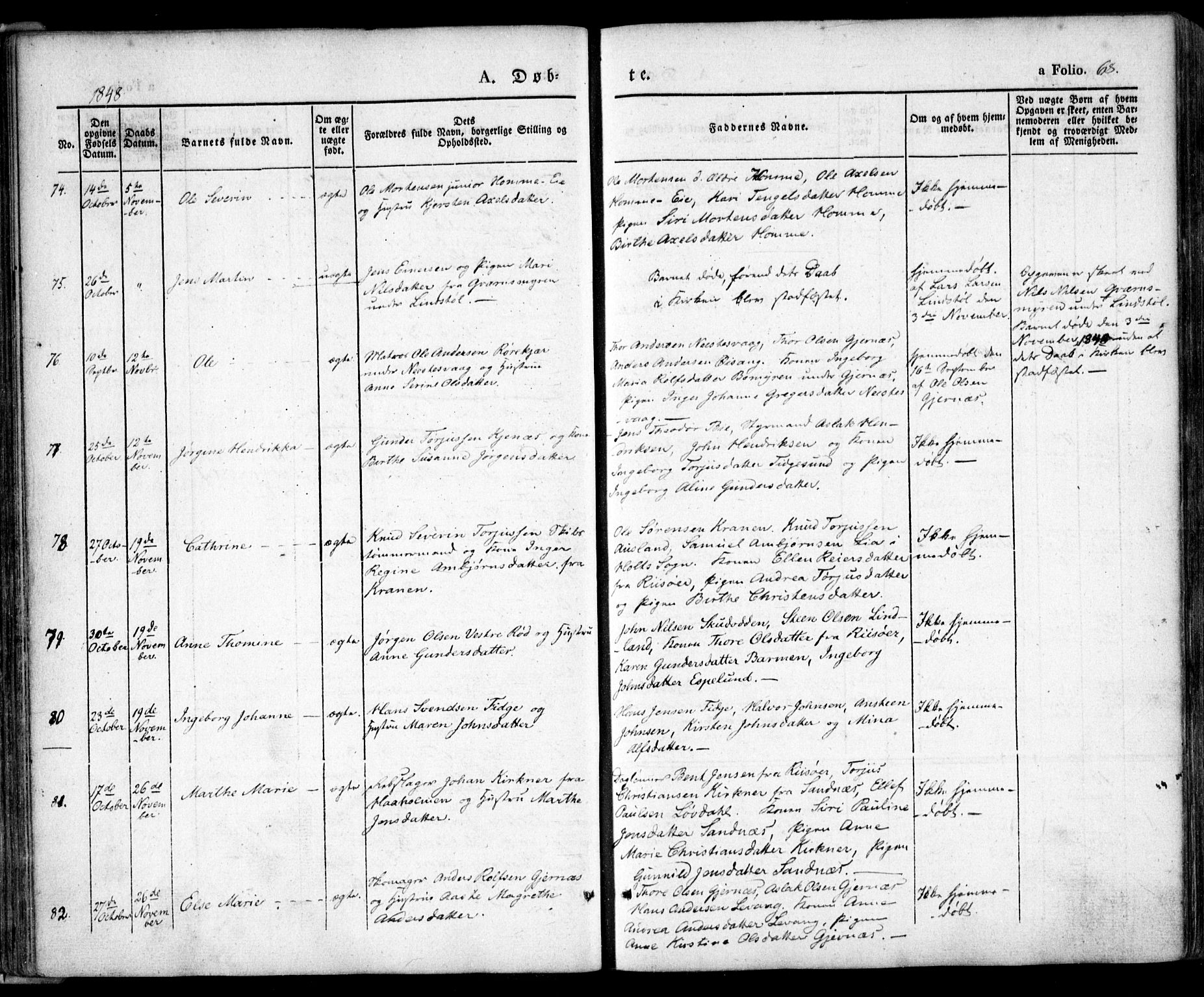 Søndeled sokneprestkontor, SAK/1111-0038/F/Fa/L0002: Parish register (official) no. A 2, 1839-1860, p. 68
