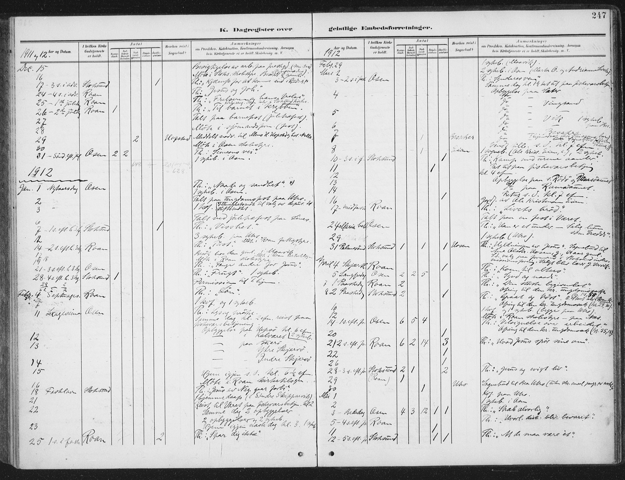 Ministerialprotokoller, klokkerbøker og fødselsregistre - Sør-Trøndelag, SAT/A-1456/657/L0709: Parish register (official) no. 657A10, 1905-1919, p. 247