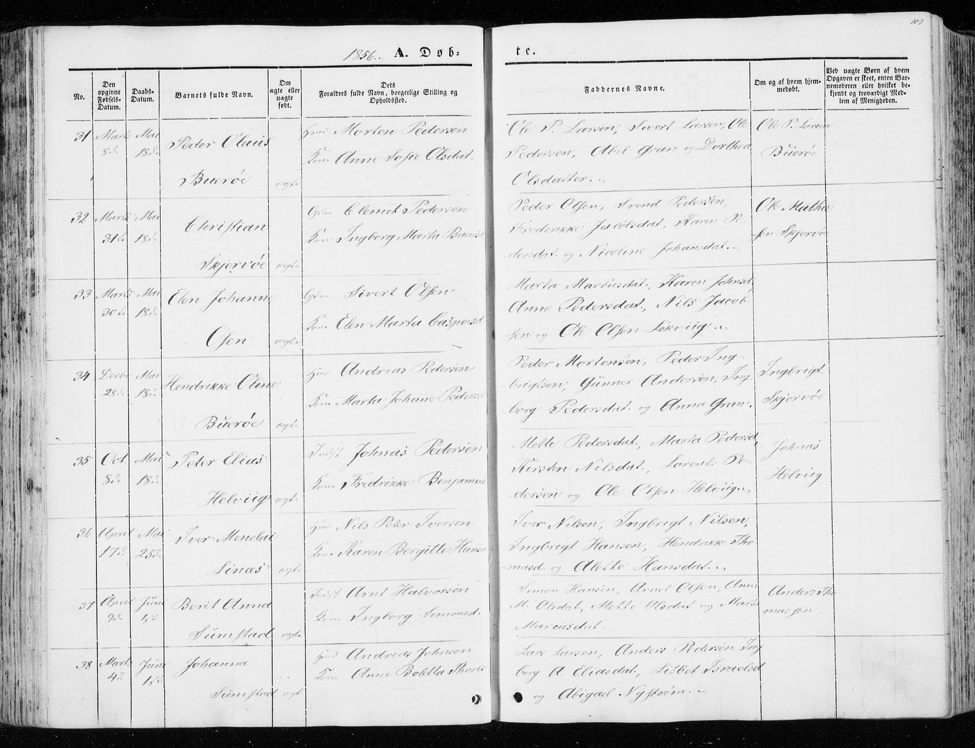 Ministerialprotokoller, klokkerbøker og fødselsregistre - Sør-Trøndelag, AV/SAT-A-1456/657/L0704: Parish register (official) no. 657A05, 1846-1857, p. 103