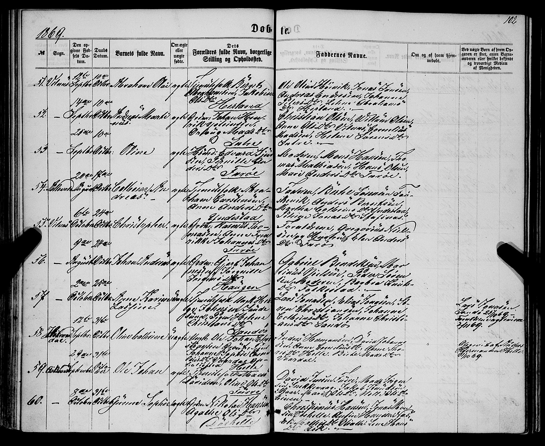 Askvoll sokneprestembete, SAB/A-79501/H/Haa/Haaa/L0012: Parish register (official) no. A 12, 1859-1878, p. 102