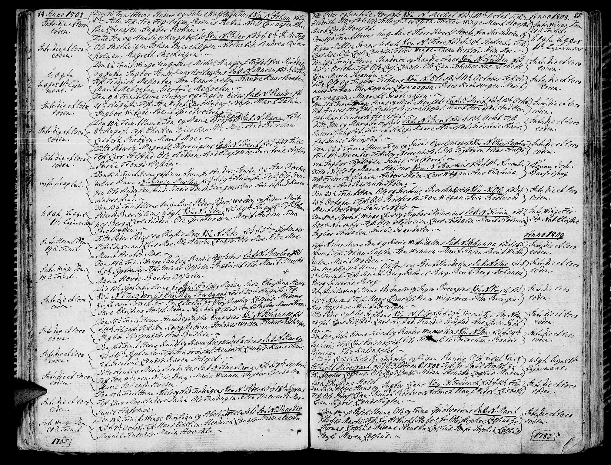 Ministerialprotokoller, klokkerbøker og fødselsregistre - Sør-Trøndelag, SAT/A-1456/630/L0490: Parish register (official) no. 630A03, 1795-1818, p. 84-85
