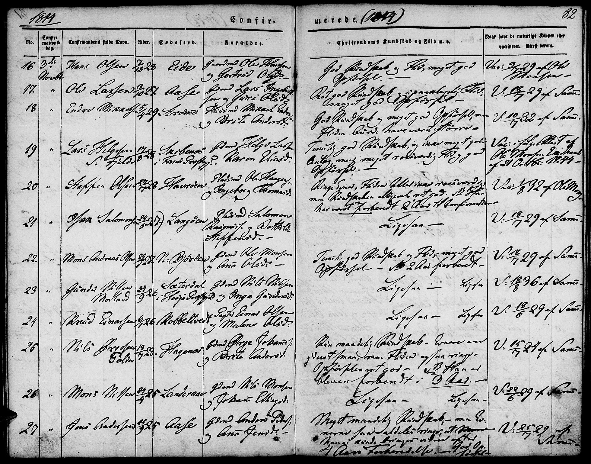 Fjell sokneprestembete, SAB/A-75301/H/Haa: Parish register (official) no. A 1, 1835-1850, p. 82