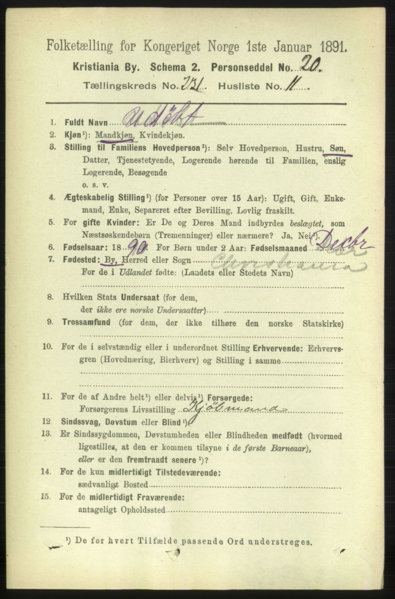 RA, 1891 census for 0301 Kristiania, 1891, p. 142821