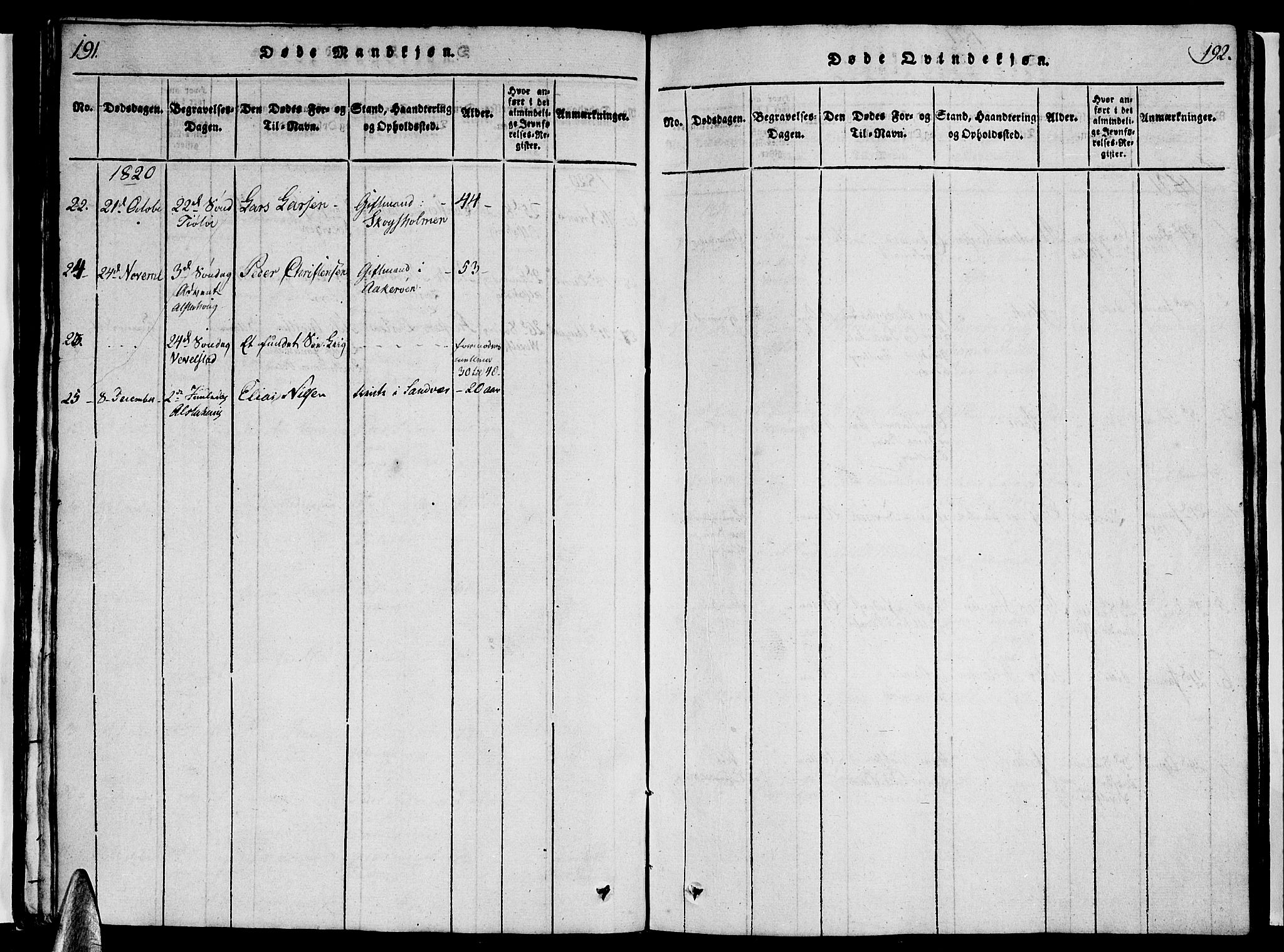 Ministerialprotokoller, klokkerbøker og fødselsregistre - Nordland, AV/SAT-A-1459/830/L0457: Parish register (copy) no. 830C01 /1, 1820-1842, p. 191-192