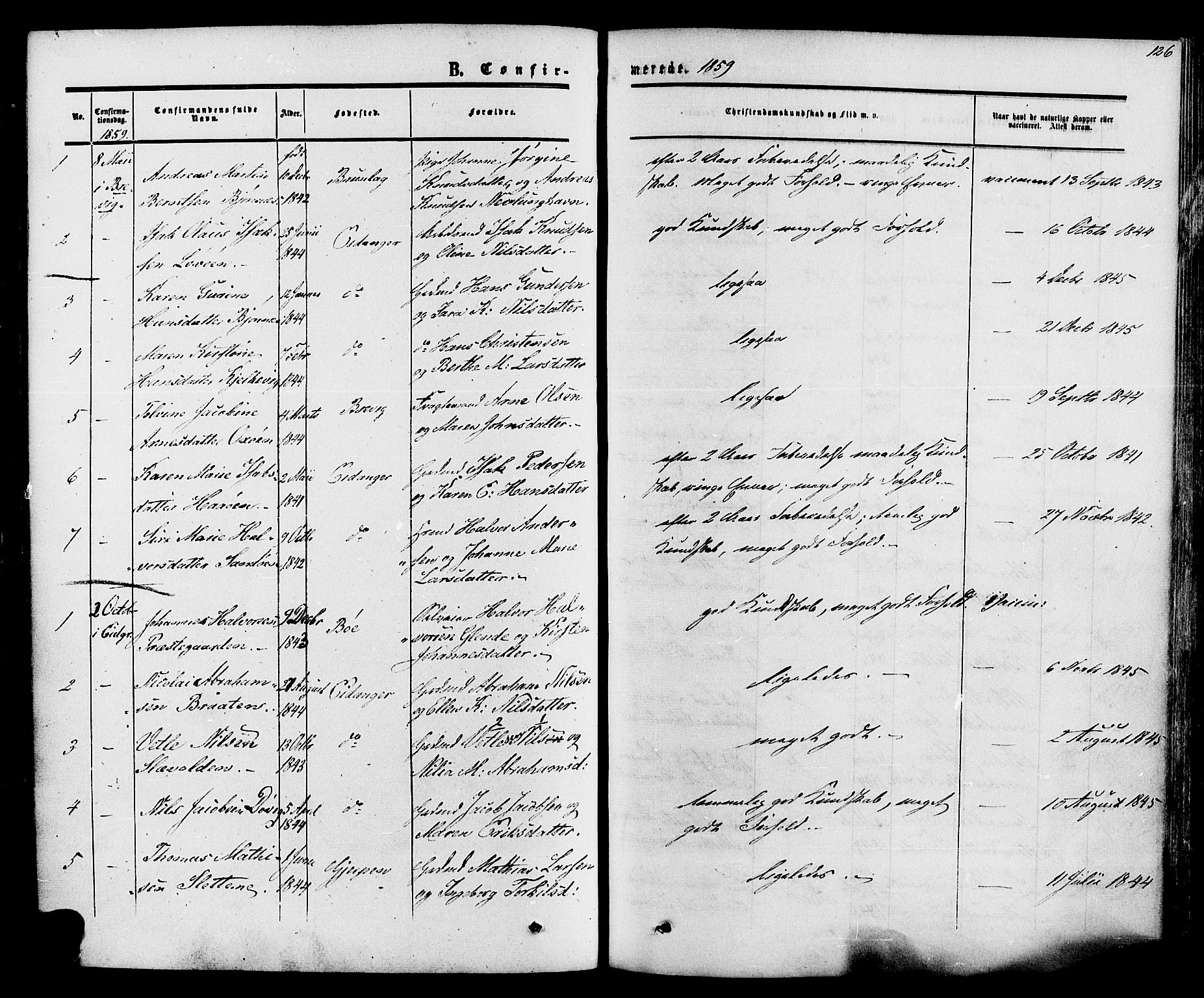 Eidanger kirkebøker, SAKO/A-261/F/Fa/L0010: Parish register (official) no. 10, 1859-1874, p. 126
