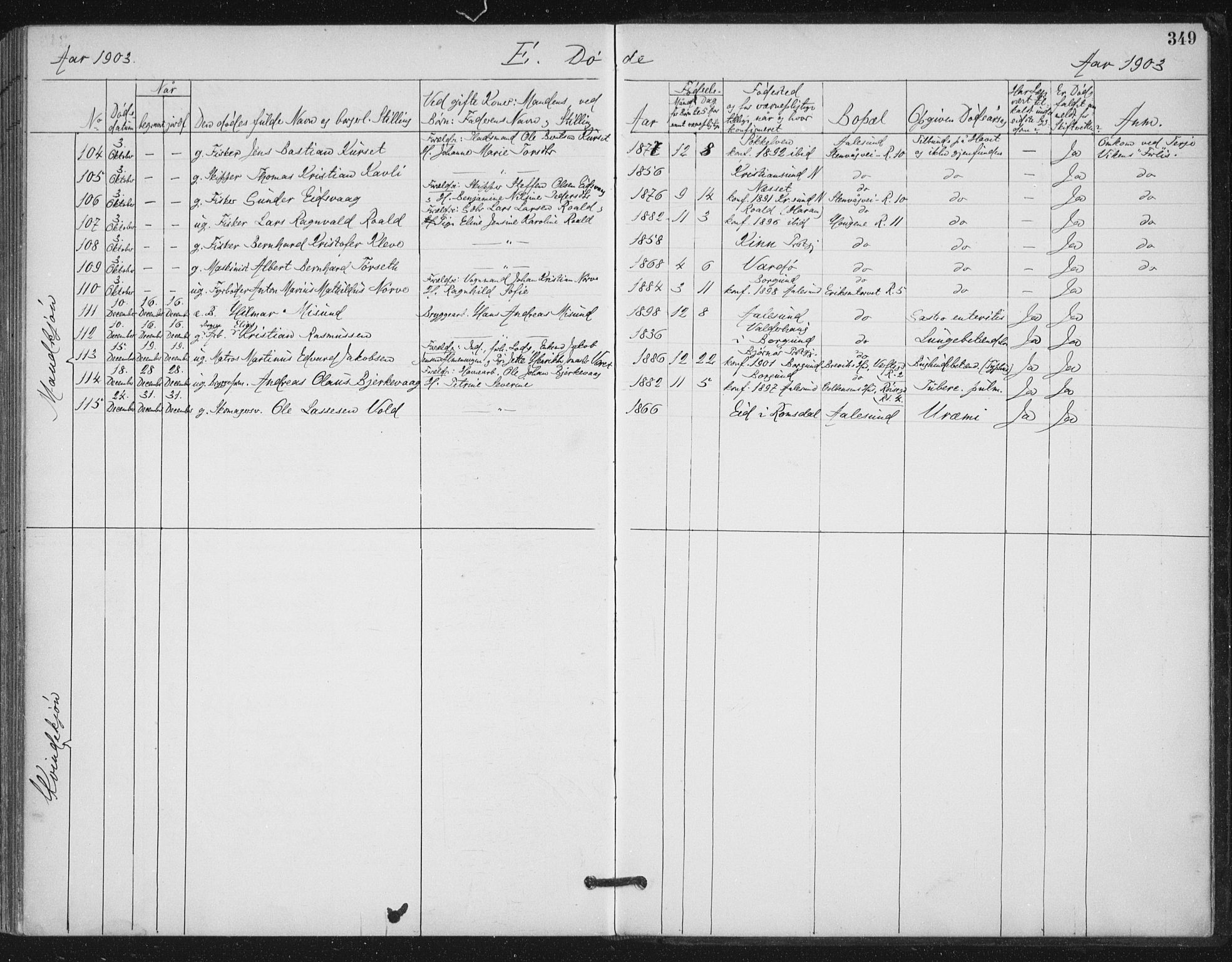 Ministerialprotokoller, klokkerbøker og fødselsregistre - Møre og Romsdal, AV/SAT-A-1454/529/L0457: Parish register (official) no. 529A07, 1894-1903, p. 349