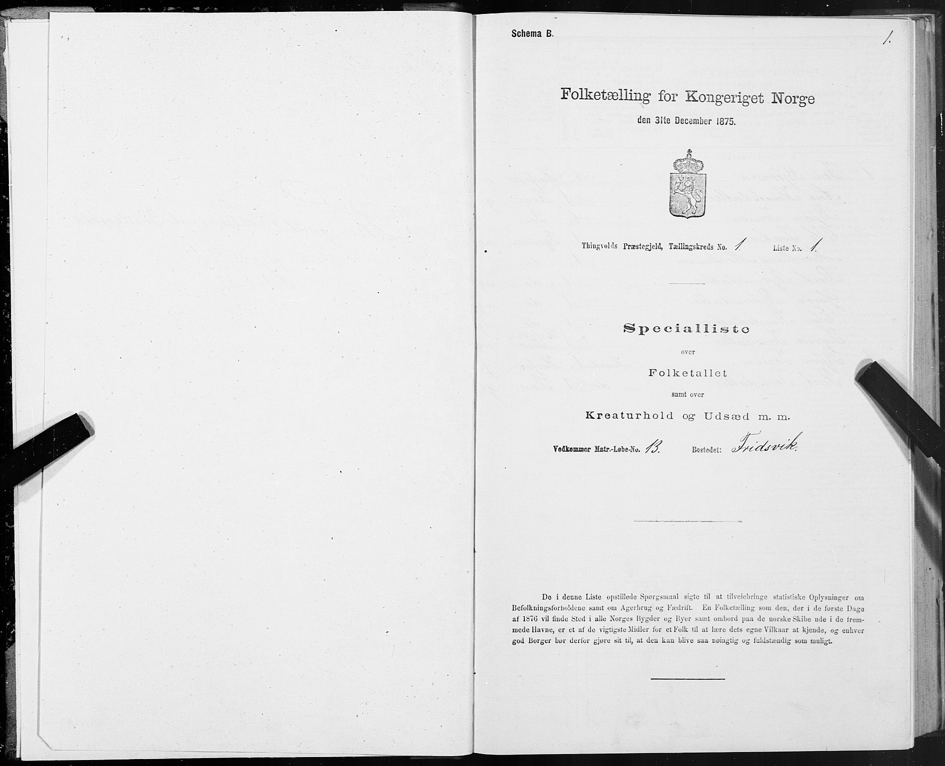 SAT, 1875 census for 1560P Tingvoll, 1875, p. 1001