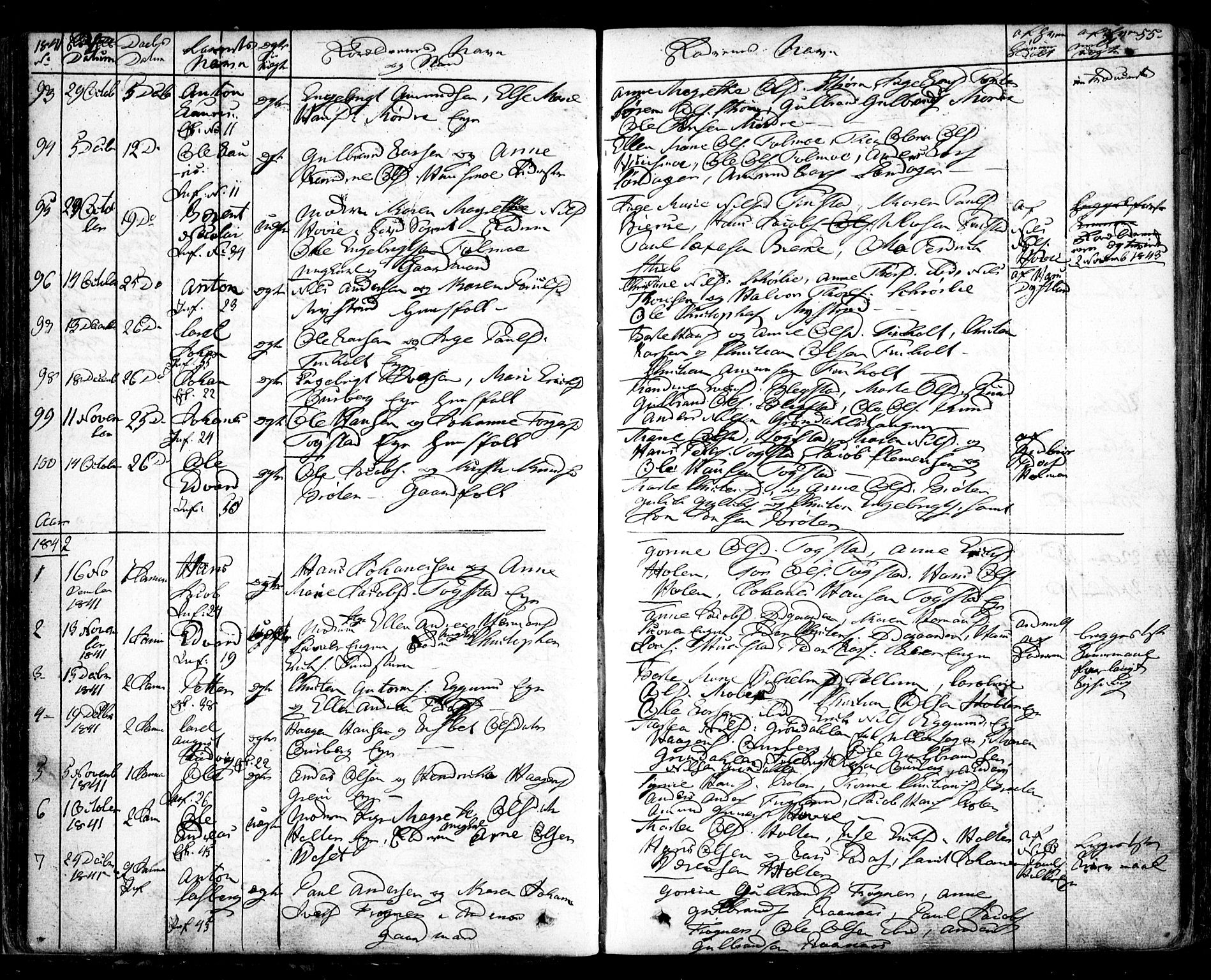 Nes prestekontor Kirkebøker, AV/SAO-A-10410/F/Fa/L0006: Parish register (official) no. I 6, 1833-1845, p. 55