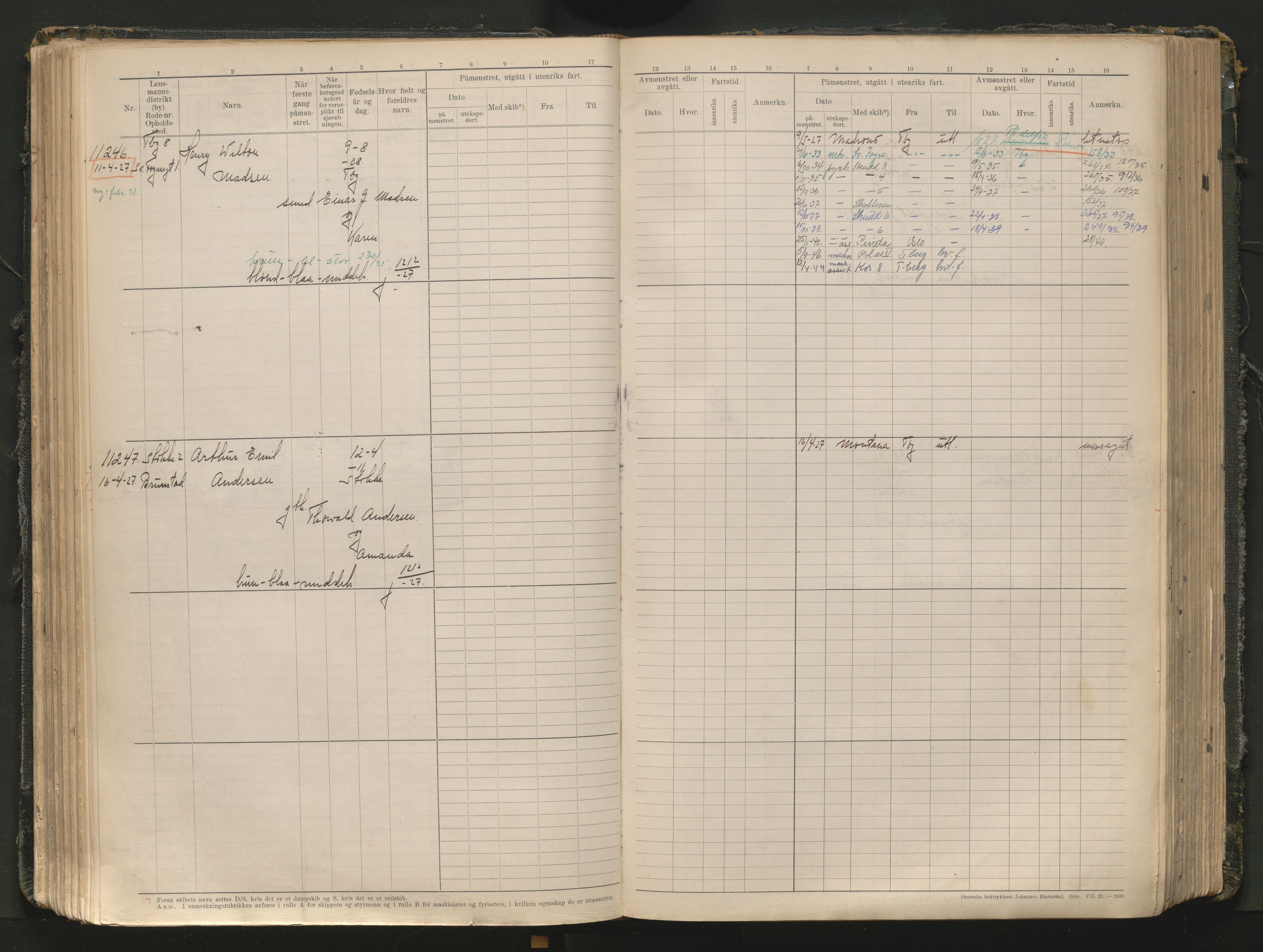Tønsberg innrulleringskontor, AV/SAKO-A-786/F/Fc/Fcb/L0012: Hovedrulle Patent nr. 10828-12216, 1925-1948