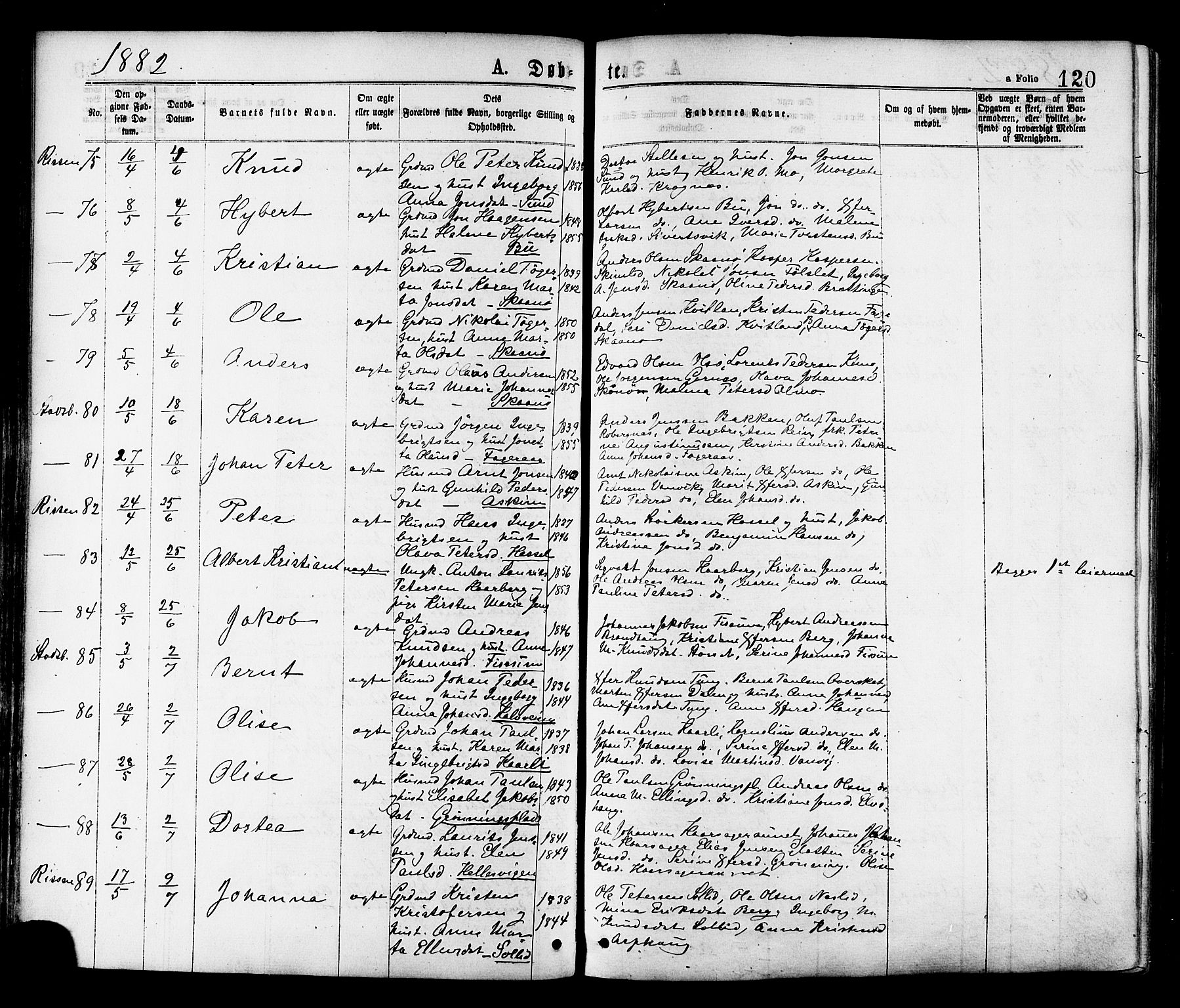Ministerialprotokoller, klokkerbøker og fødselsregistre - Sør-Trøndelag, SAT/A-1456/646/L0613: Parish register (official) no. 646A11, 1870-1884, p. 120