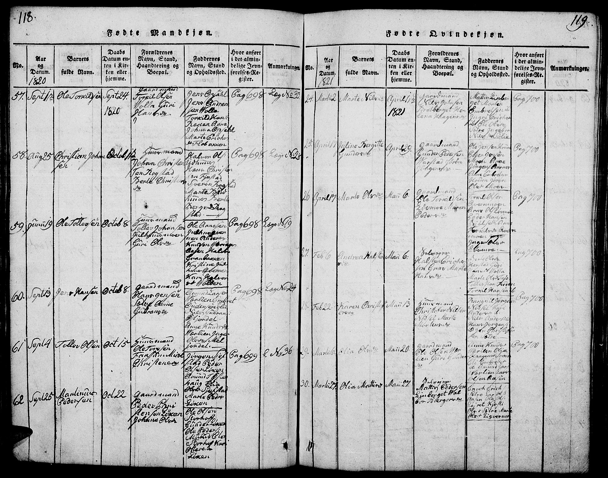 Elverum prestekontor, SAH/PREST-044/H/Ha/Hab/L0001: Parish register (copy) no. 1, 1815-1829, p. 118-119
