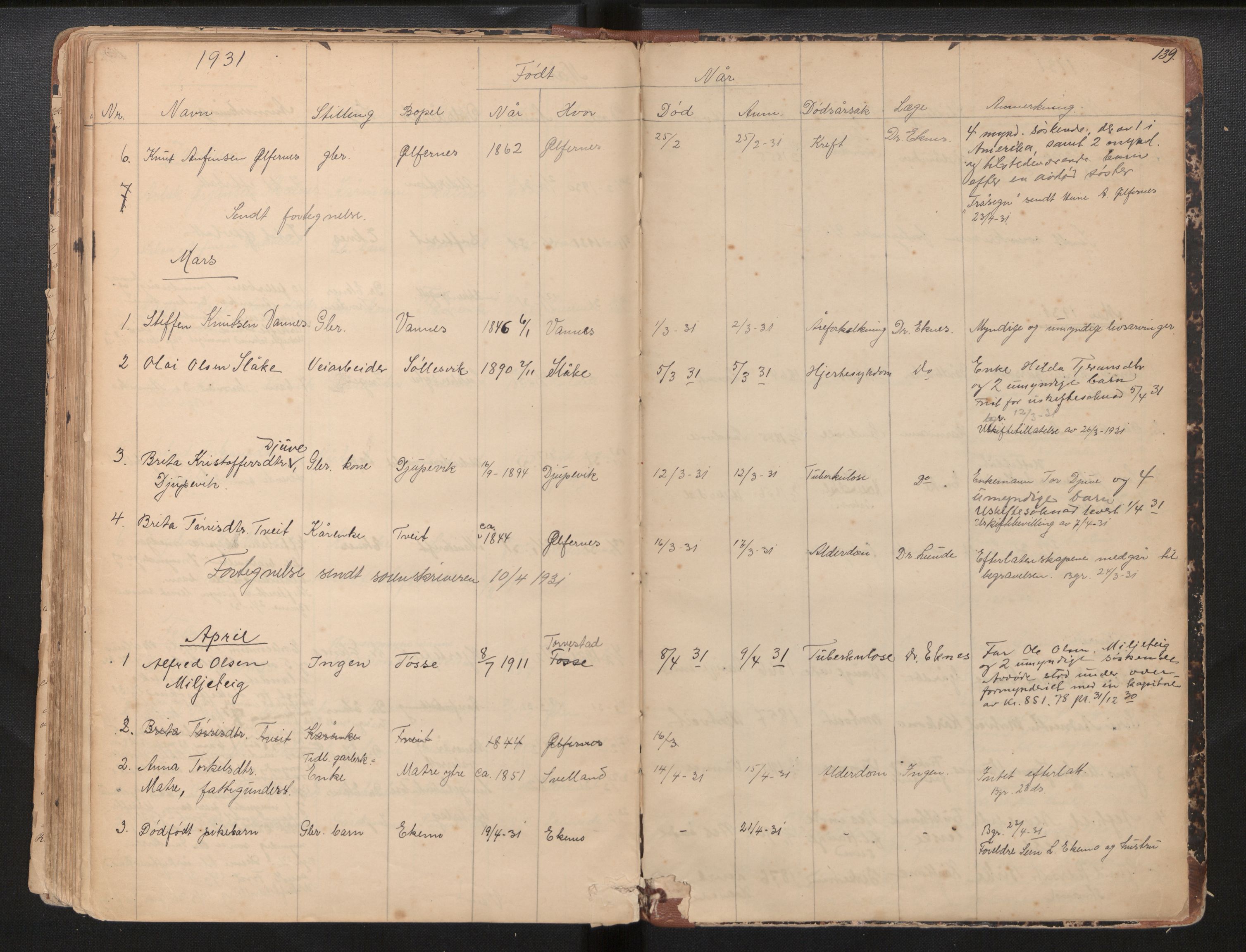 Lensmannen i Skånevik, AV/SAB-A-34901/0006/L0010: Dødsfallprotokoll, 1863-1931, p. 138
