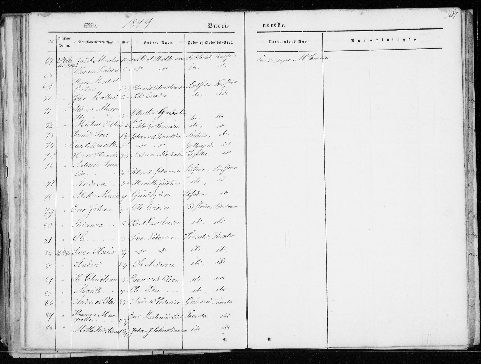 Tranøy sokneprestkontor, AV/SATØ-S-1313/I/Ia/Iaa/L0006kirke: Parish register (official) no. 6, 1844-1855, p. 307