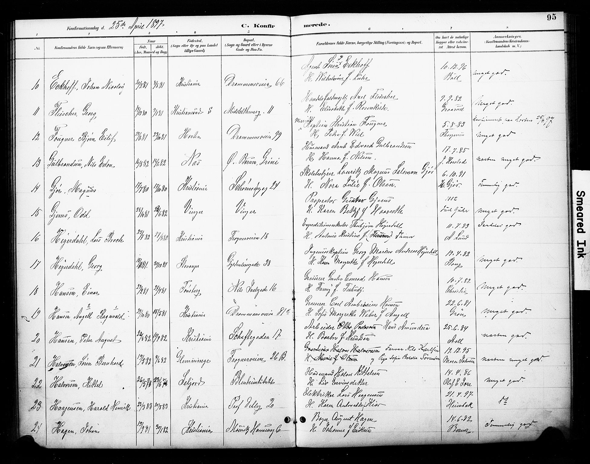 Uranienborg prestekontor Kirkebøker, SAO/A-10877/F/Fa/L0003: Parish register (official) no. 3, 1890-1904, p. 95