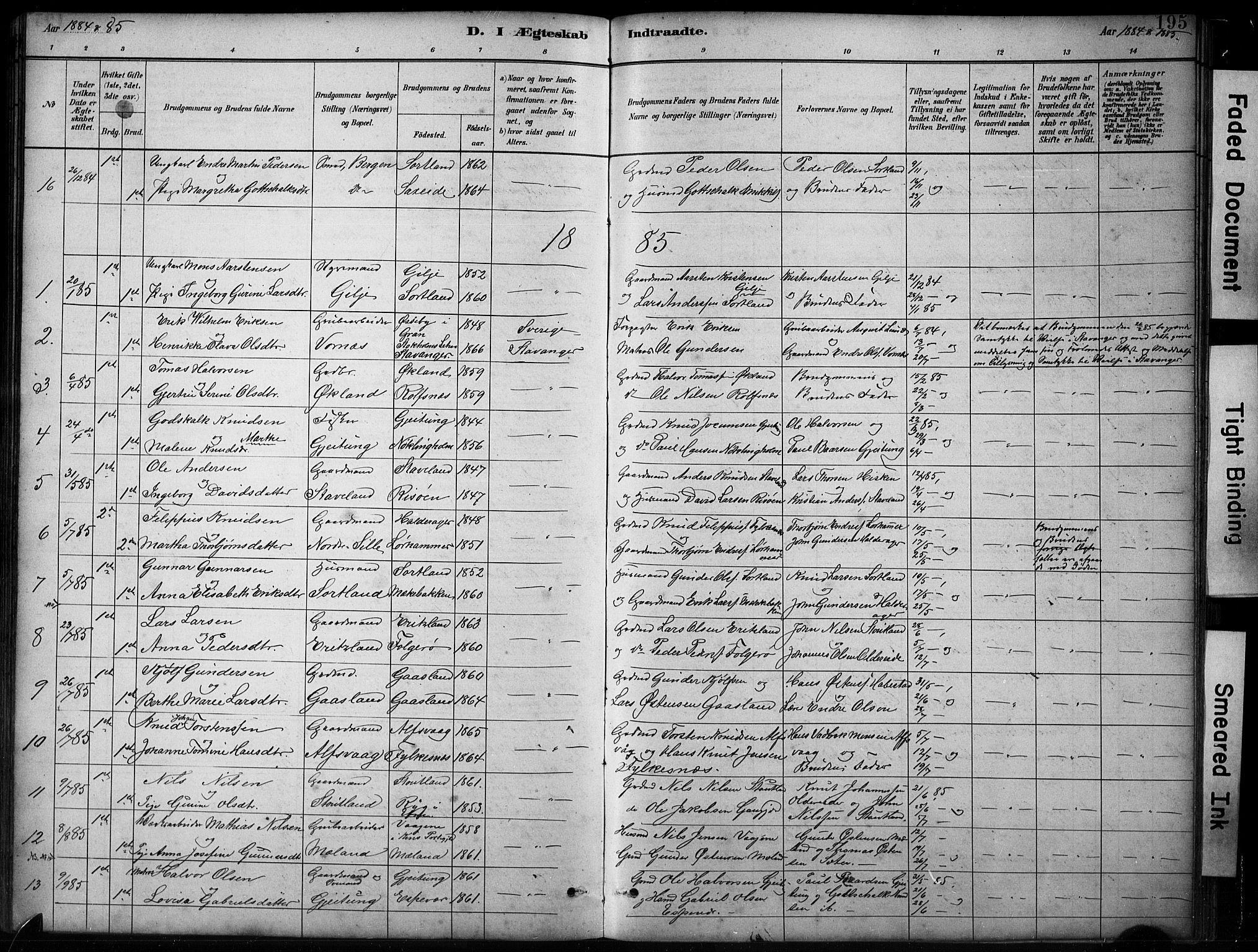 Finnås sokneprestembete, SAB/A-99925/H/Ha/Hab/Habb/L0003: Parish register (copy) no. B 3, 1882-1897, p. 195