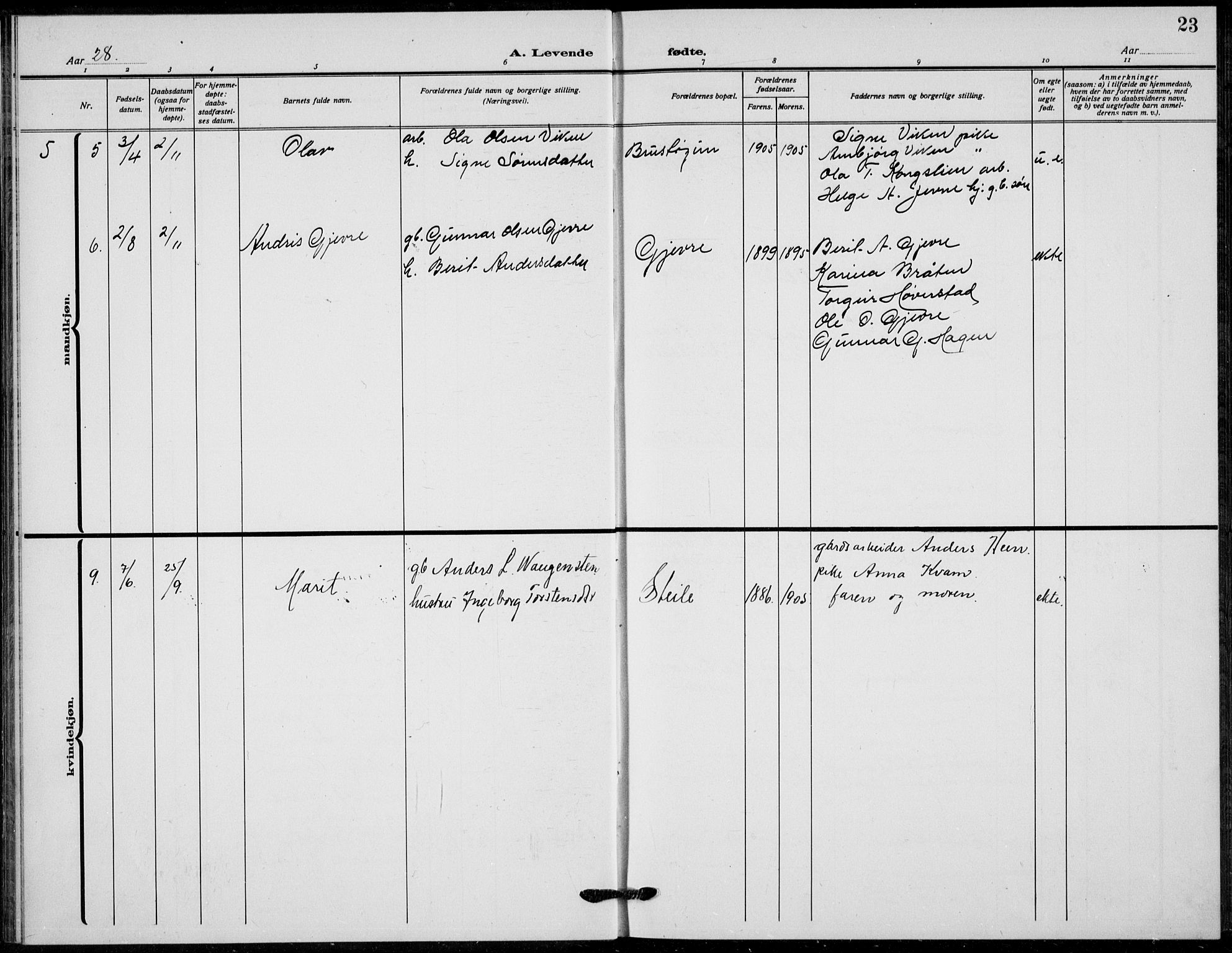 Vang prestekontor, Valdres, SAH/PREST-140/H/Hb/L0012: Parish register (copy) no. 12, 1919-1937, p. 23