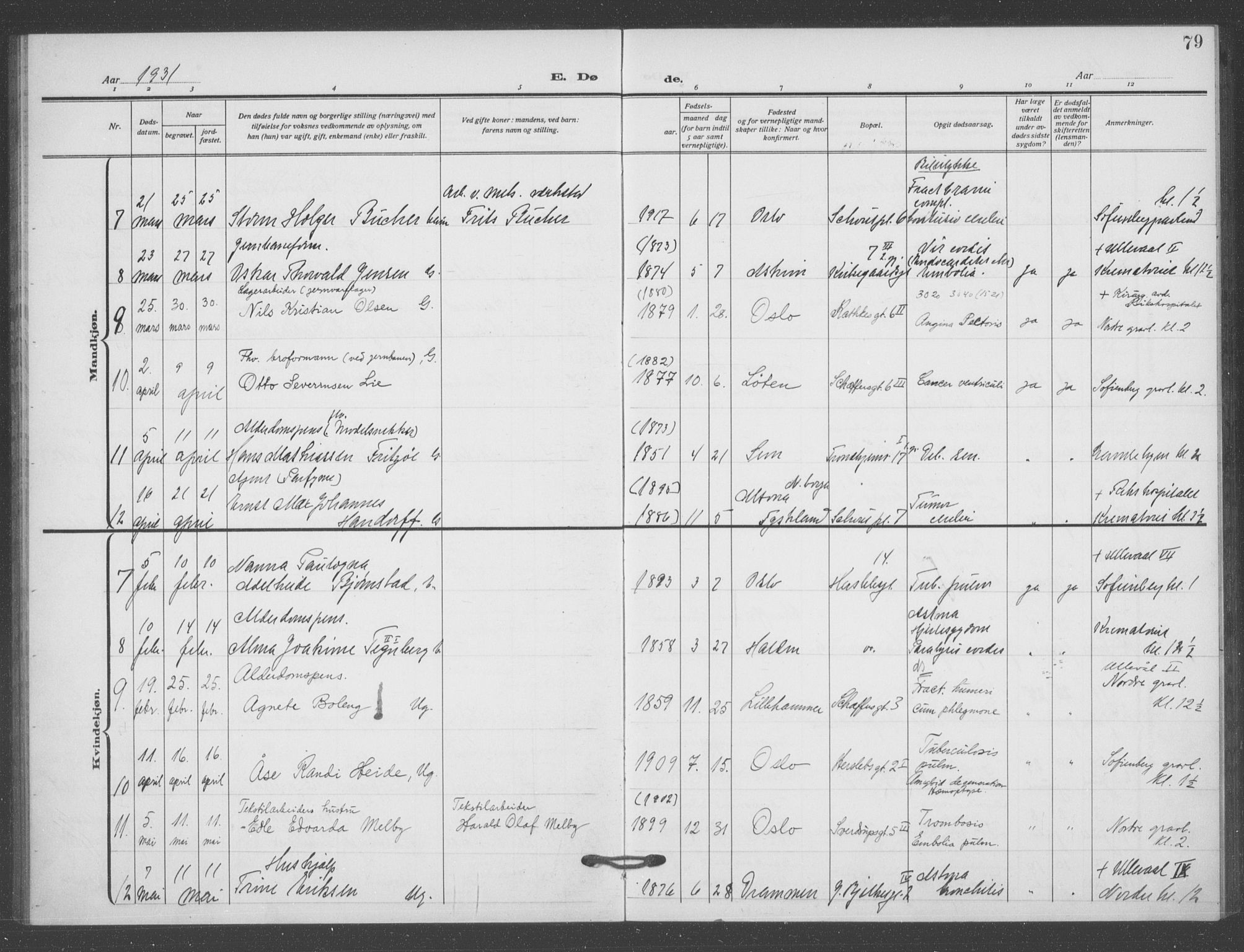 Matteus prestekontor Kirkebøker, AV/SAO-A-10870/F/Fa/L0004: Parish register (official) no. 4, 1917-1938, p. 79