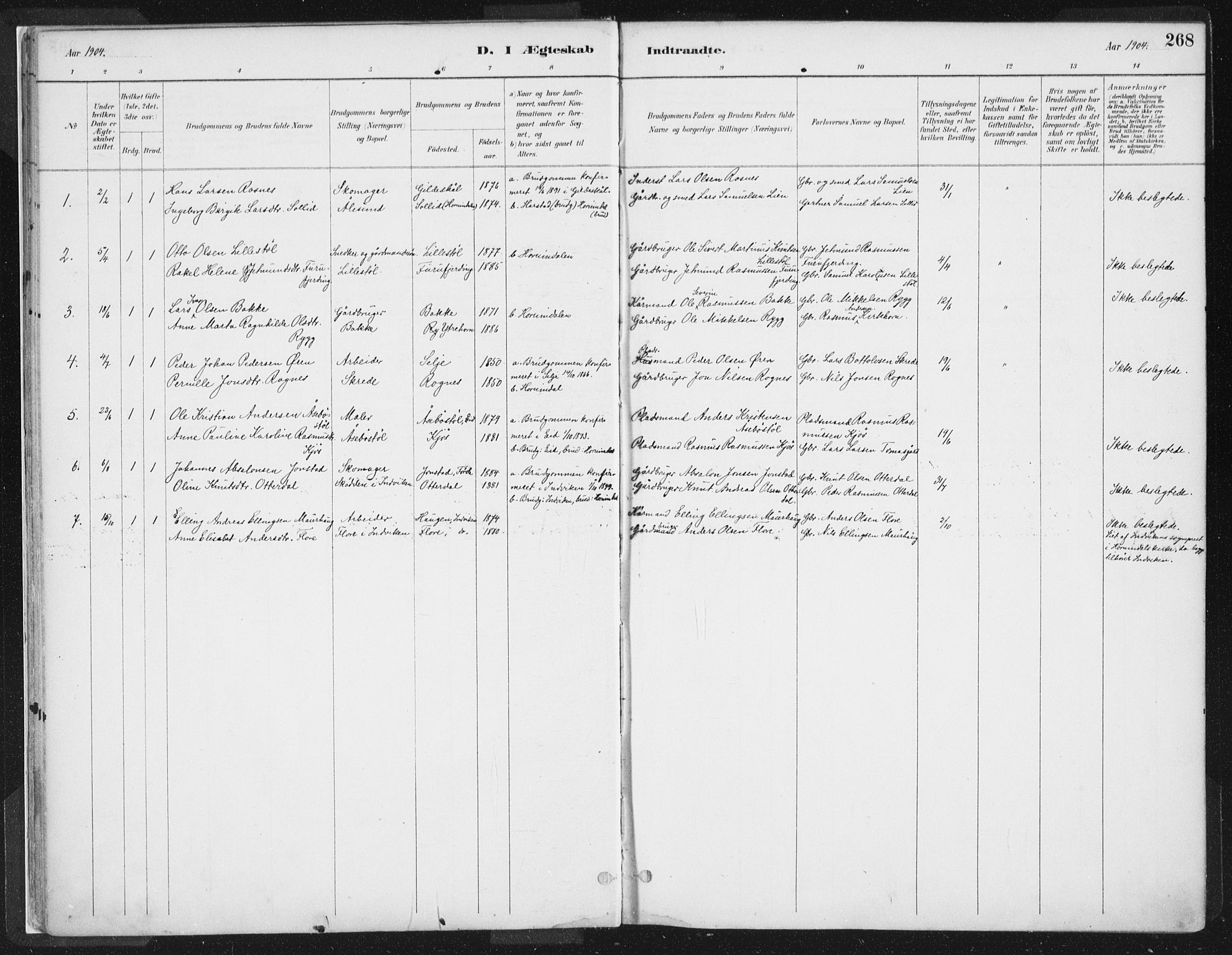 Hornindal sokneprestembete, AV/SAB-A-82401/H/Haa/Haaa/L0003/0002: Parish register (official) no. A 3B, 1885-1917, p. 268