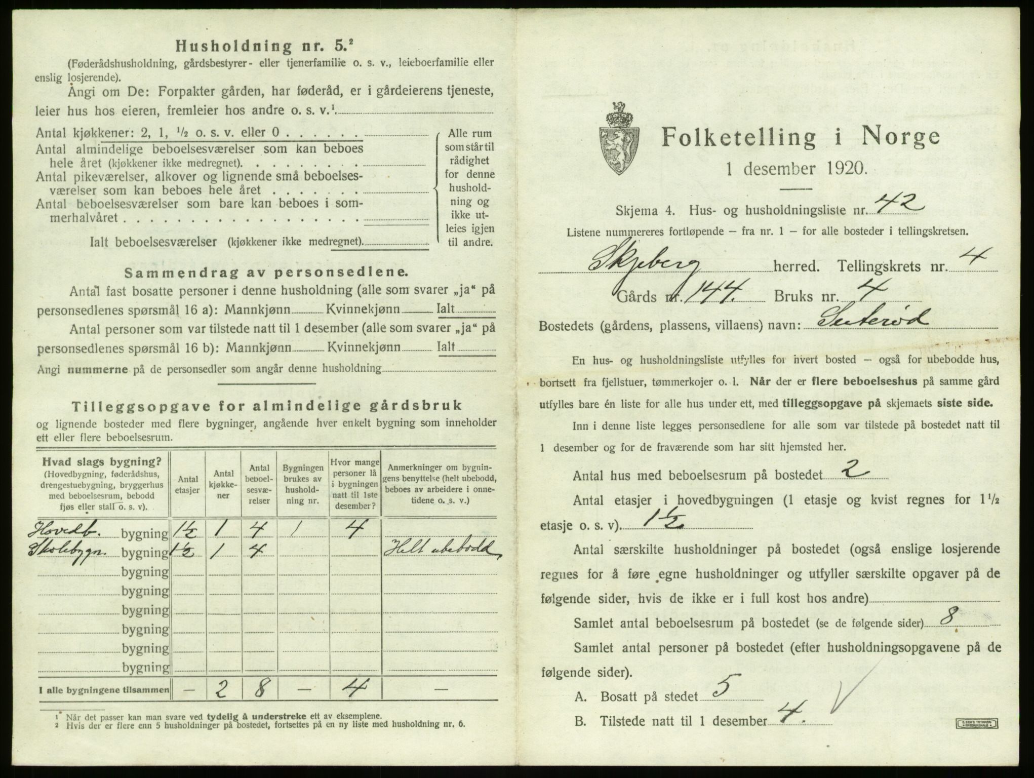 SAO, 1920 census for Skjeberg, 1920, p. 618