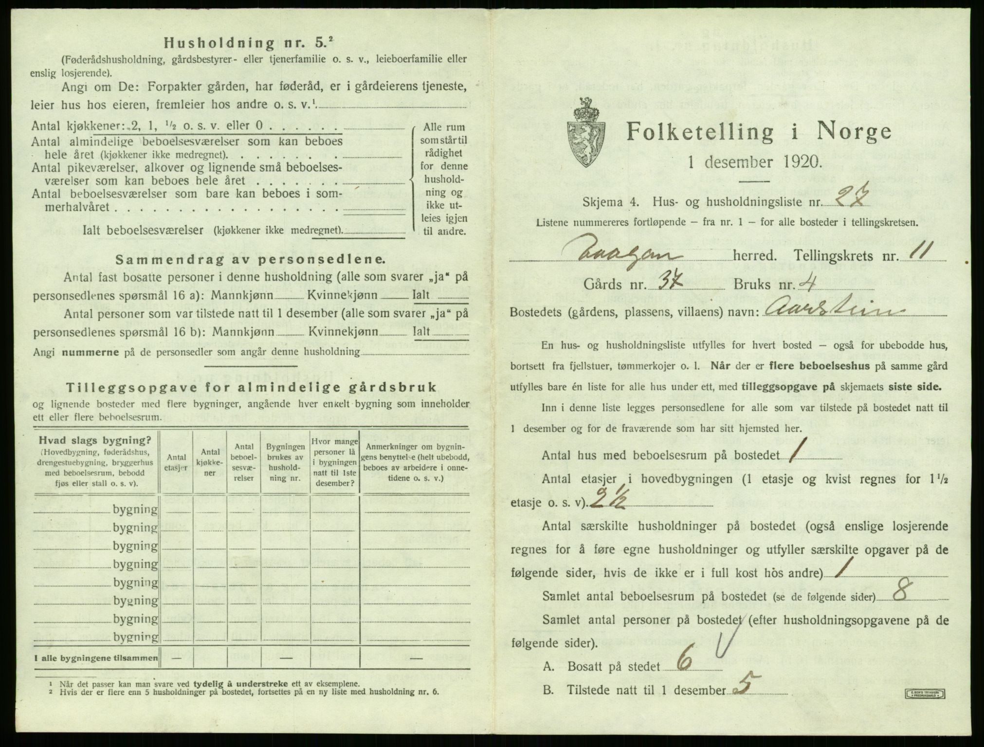 SAT, 1920 census for Vågan, 1920, p. 10329