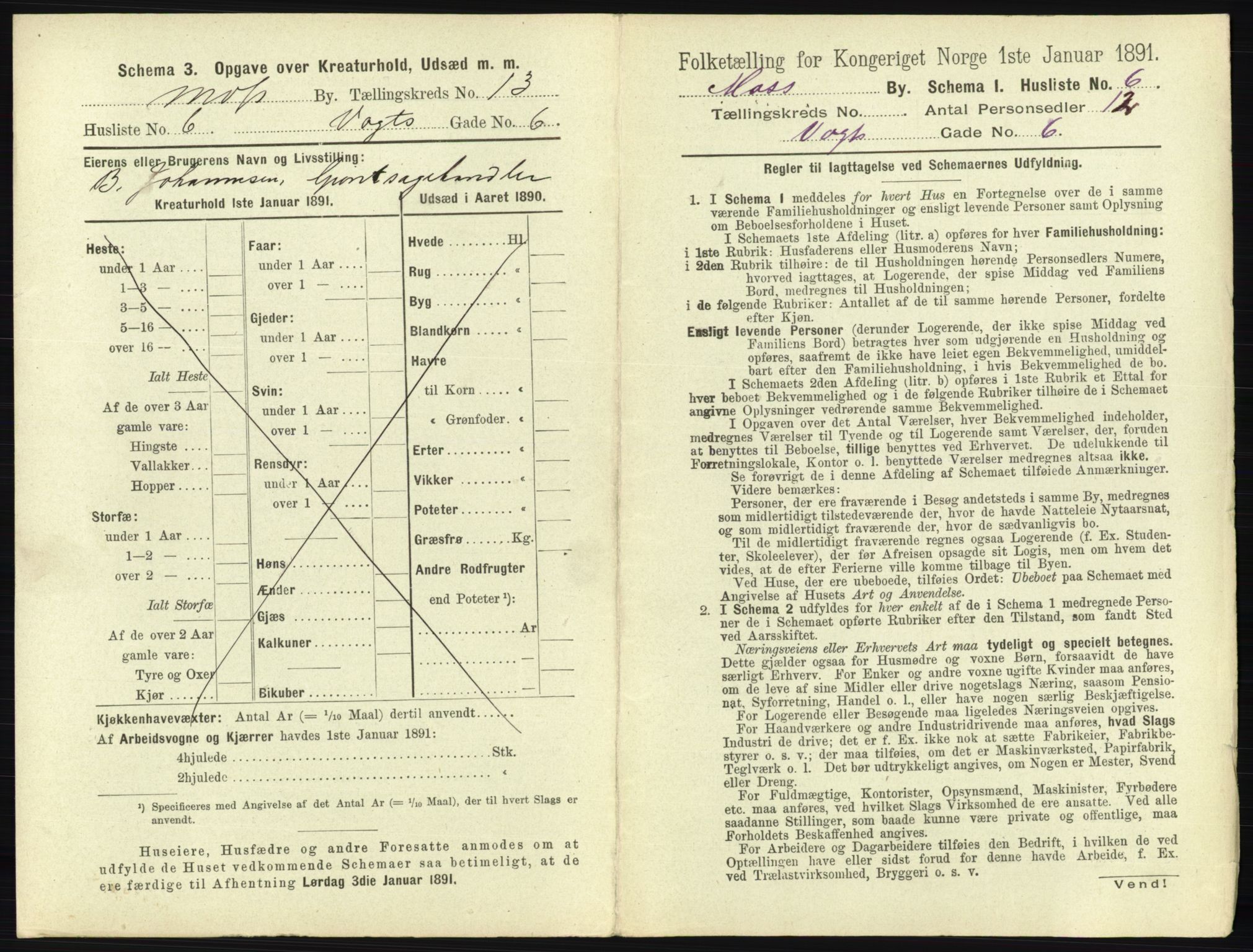 RA, 1891 census for 0104 Moss, 1891, p. 858