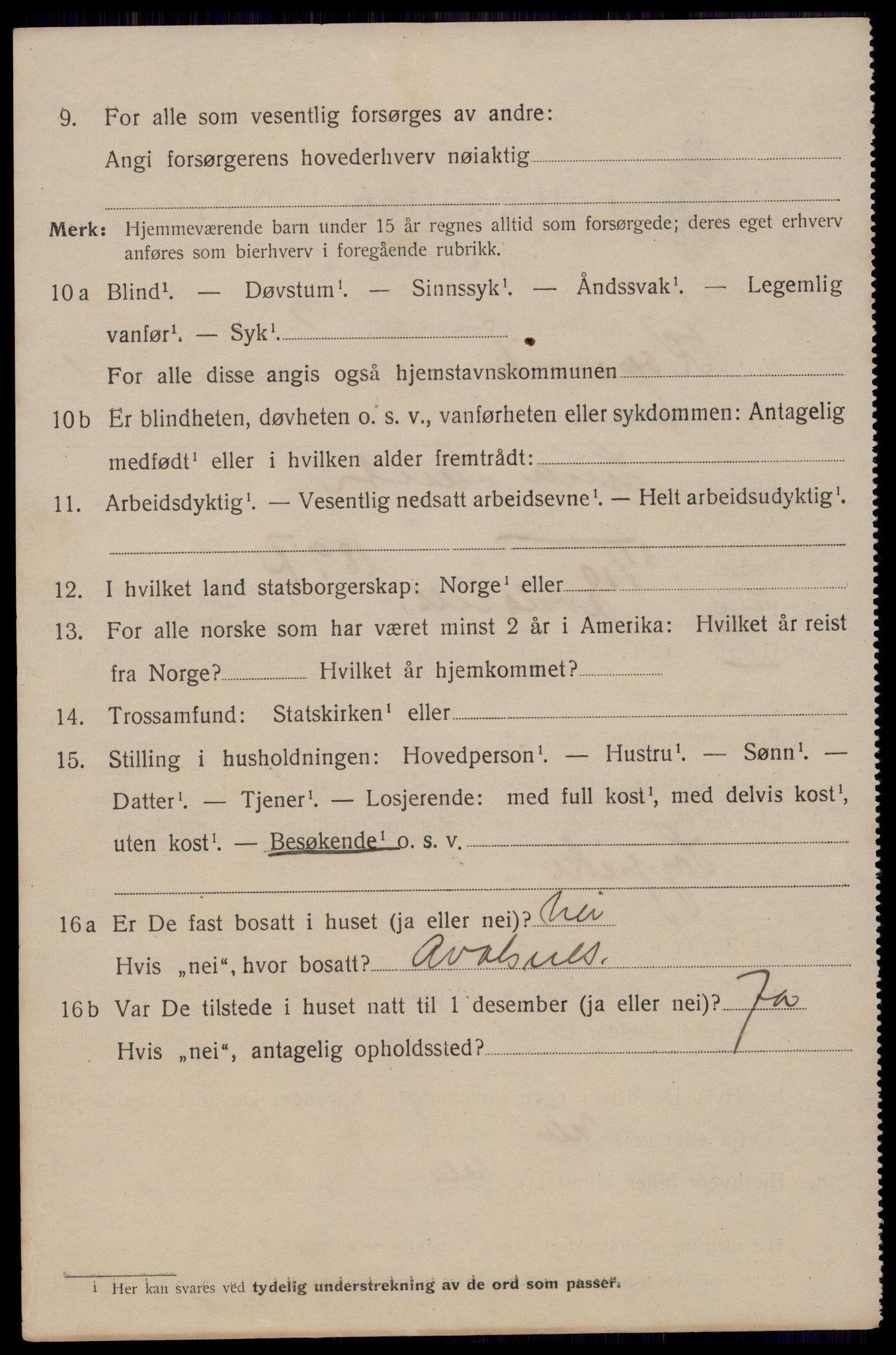 SAST, 1920 census for Kopervik, 1920, p. 2663