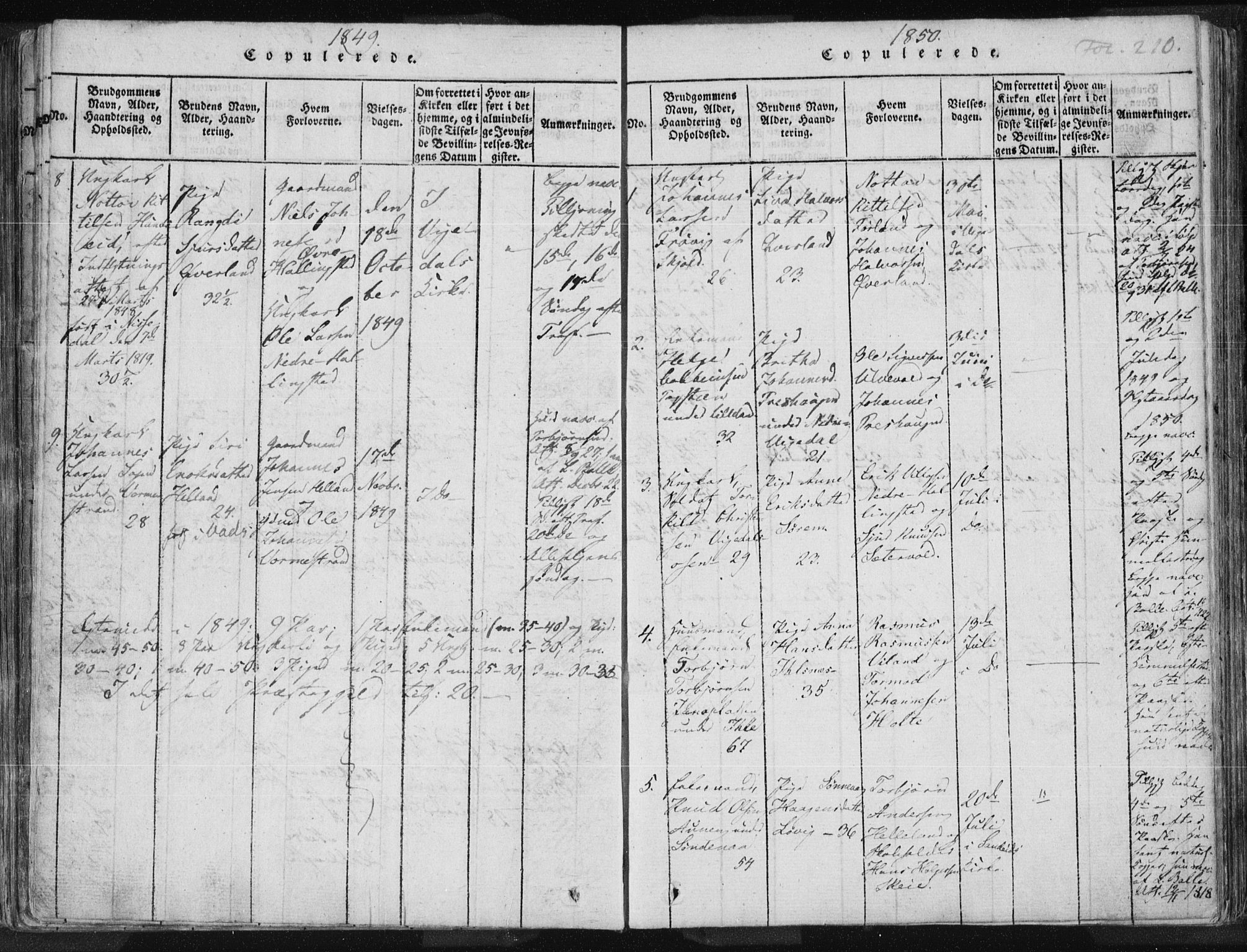 Vikedal sokneprestkontor, SAST/A-101840/01/IV: Parish register (official) no. A 3, 1817-1850, p. 210