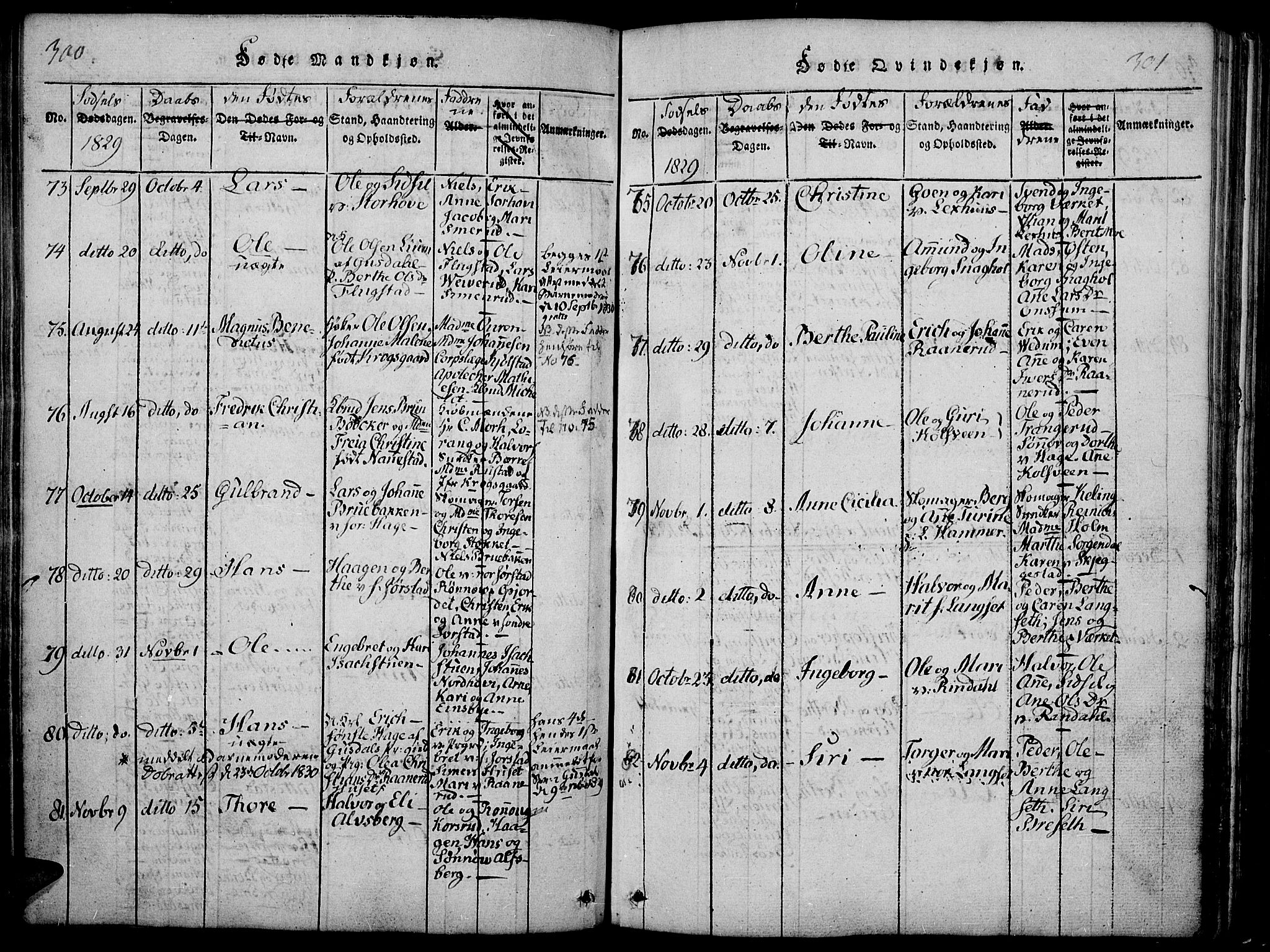 Fåberg prestekontor, SAH/PREST-086/H/Ha/Haa/L0003: Parish register (official) no. 3, 1818-1833, p. 300-301