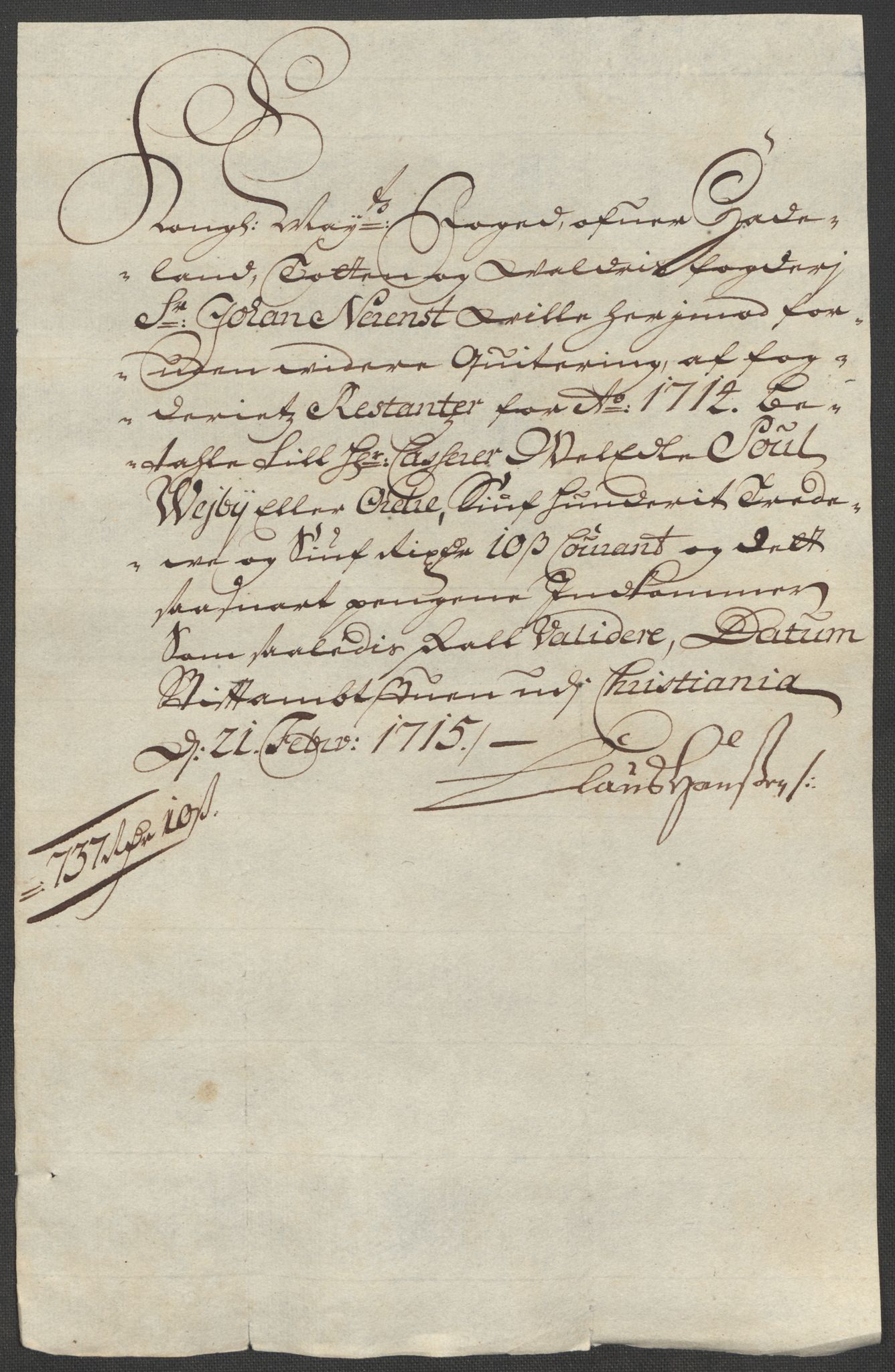 Rentekammeret inntil 1814, Reviderte regnskaper, Fogderegnskap, AV/RA-EA-4092/R18/L1314: Fogderegnskap Hadeland, Toten og Valdres, 1715, p. 448