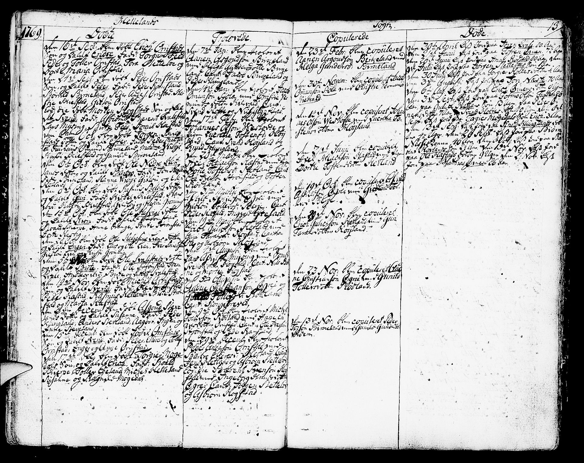 Helleland sokneprestkontor, AV/SAST-A-101810: Parish register (official) no. A 2 /1, 1762-1791, p. 13