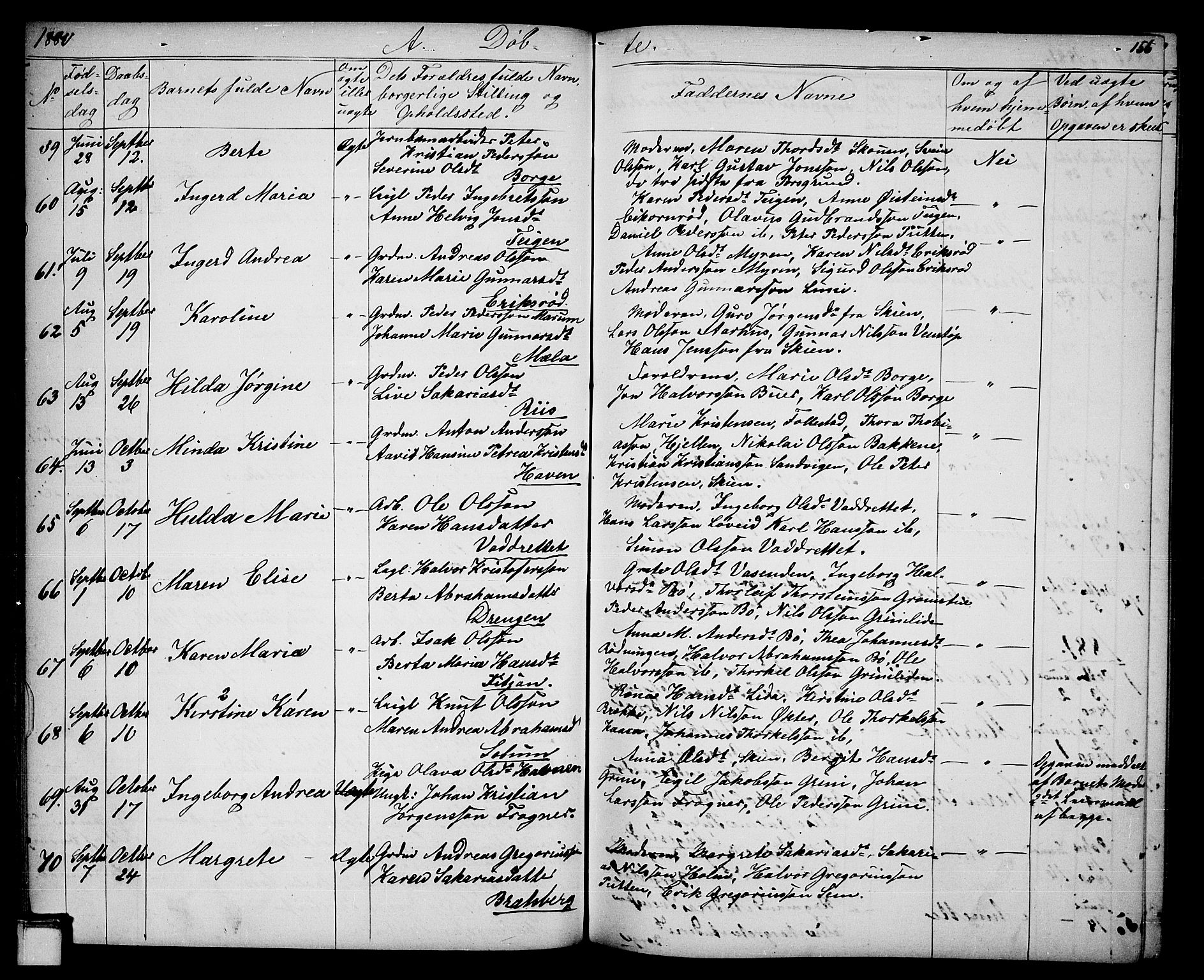 Gjerpen kirkebøker, SAKO/A-265/G/Ga/L0001: Parish register (copy) no. I 1, 1864-1882, p. 156
