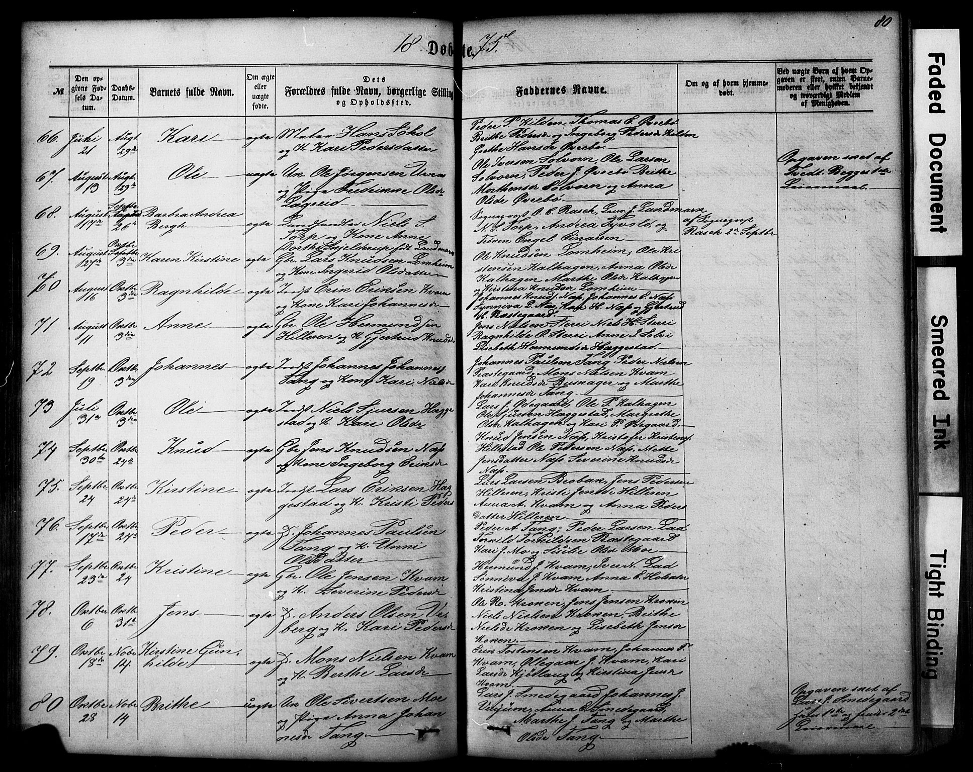 Hafslo sokneprestembete, SAB/A-80301/H/Hab/Haba/L0001: Parish register (copy) no. A 1, 1866-1908, p. 80