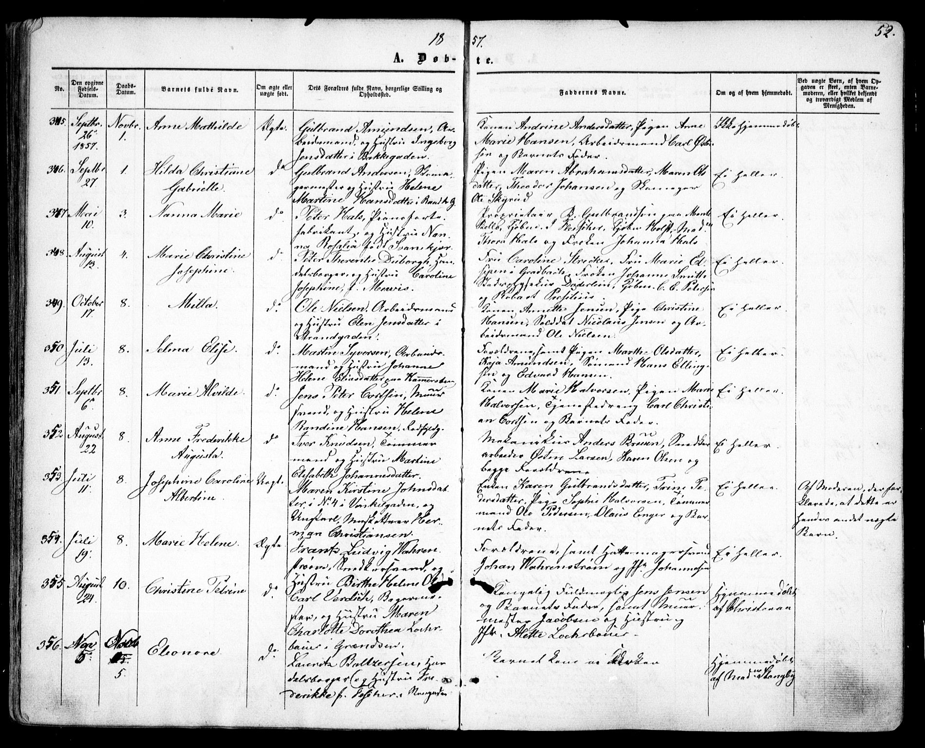 Oslo domkirke Kirkebøker, AV/SAO-A-10752/F/Fa/L0015: Parish register (official) no. 15, 1857-1871, p. 52
