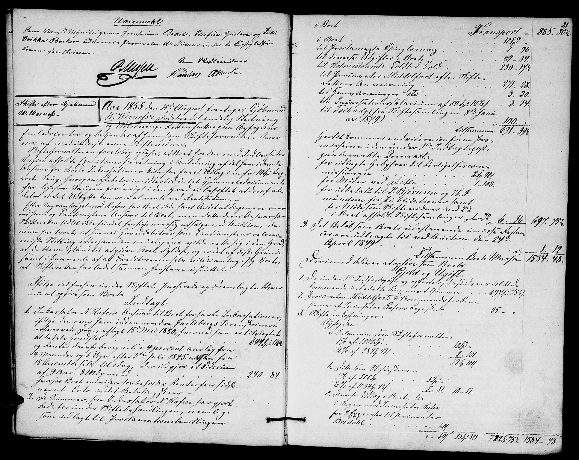 Holmestrand byfogd, AV/SAKO-A-223/H/Hd/L0002: Skifteutlodningsprotokoll, 1855-1887, p. 20-21
