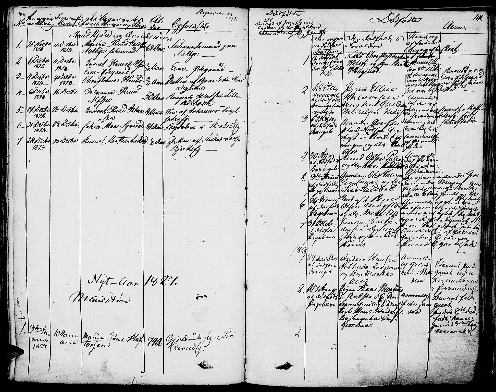 Vang prestekontor, Hedmark, SAH/PREST-008/H/Ha/Haa/L0009: Parish register (official) no. 9, 1826-1841, p. 411