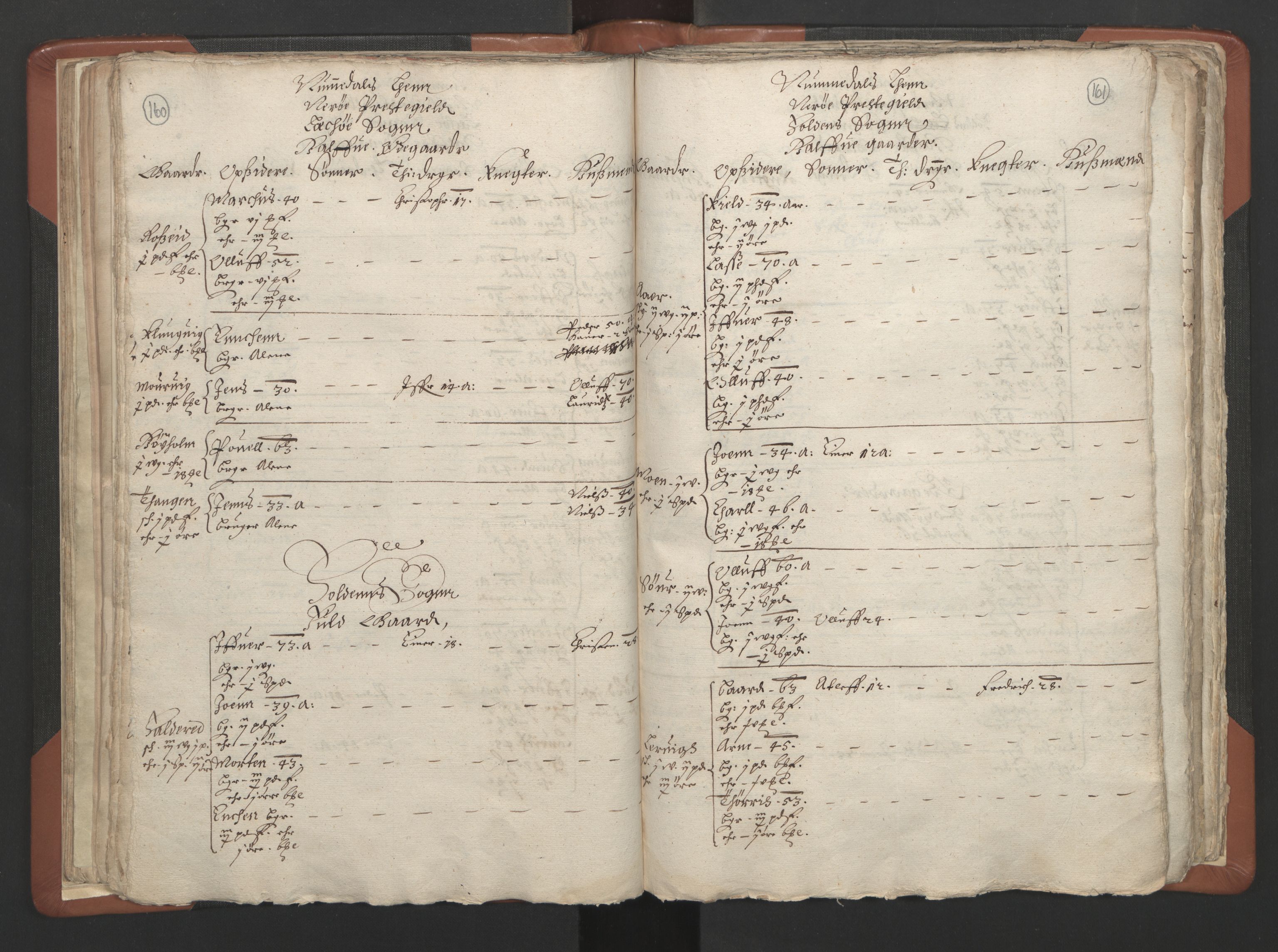 RA, Vicar's Census 1664-1666, no. 34: Namdal deanery, 1664-1666, p. 160-161