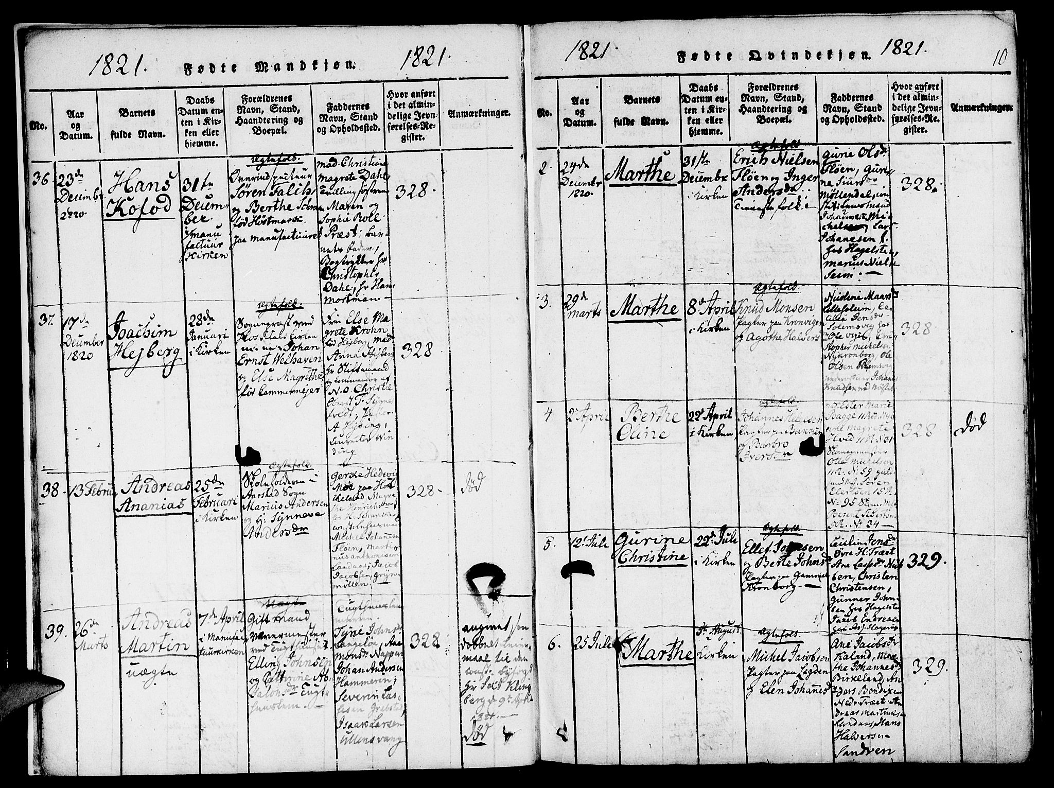 St. Jørgens hospital og Årstad sokneprestembete, SAB/A-99934: Parish register (official) no. A 3, 1815-1843, p. 10