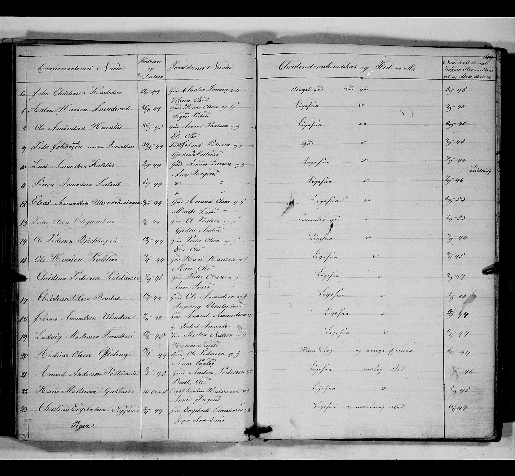 Gausdal prestekontor, SAH/PREST-090/H/Ha/Hab/L0005: Parish register (copy) no. 5, 1846-1867, p. 169