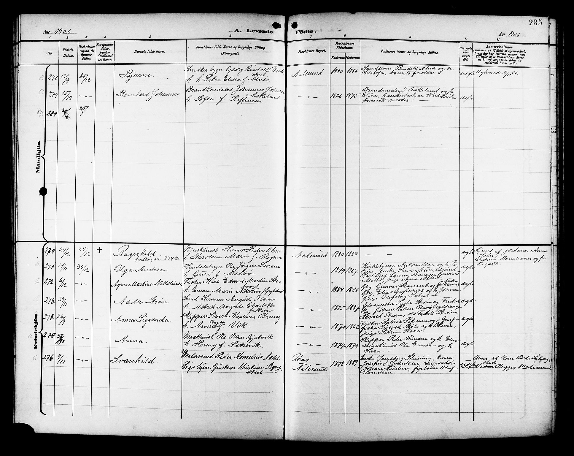 Ministerialprotokoller, klokkerbøker og fødselsregistre - Møre og Romsdal, AV/SAT-A-1454/529/L0468: Parish register (copy) no. 529C05, 1897-1908, p. 235