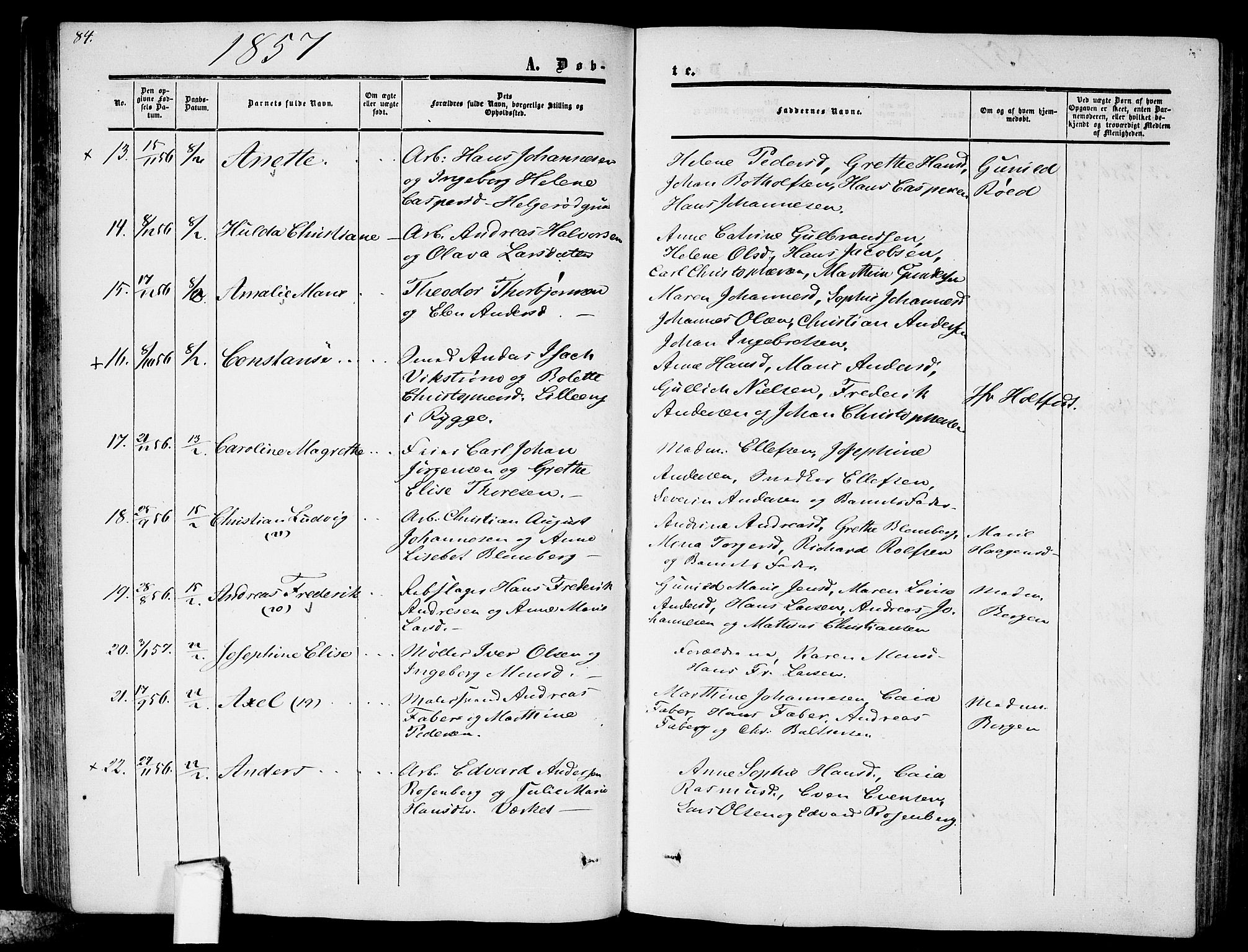 Moss prestekontor Kirkebøker, AV/SAO-A-2003/G/Ga/L0002: Parish register (copy) no. I 2, 1852-1871, p. 84