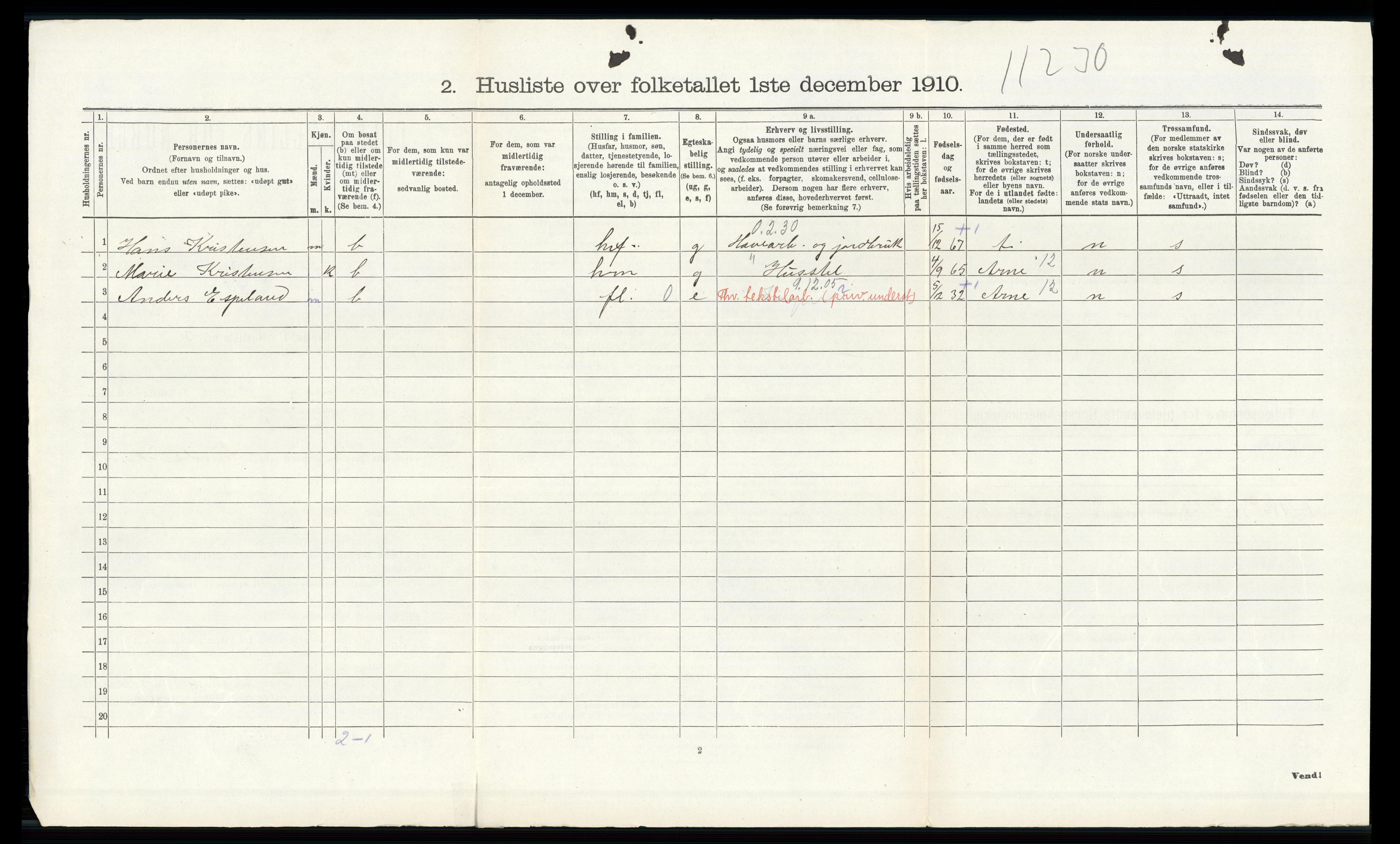 RA, 1910 census for Strømm, 1910, p. 133