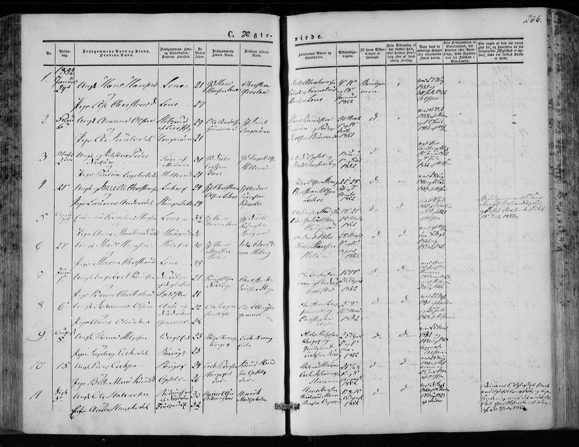 Hole kirkebøker, SAKO/A-228/F/Fa/L0006: Parish register (official) no. I 6, 1852-1872, p. 266