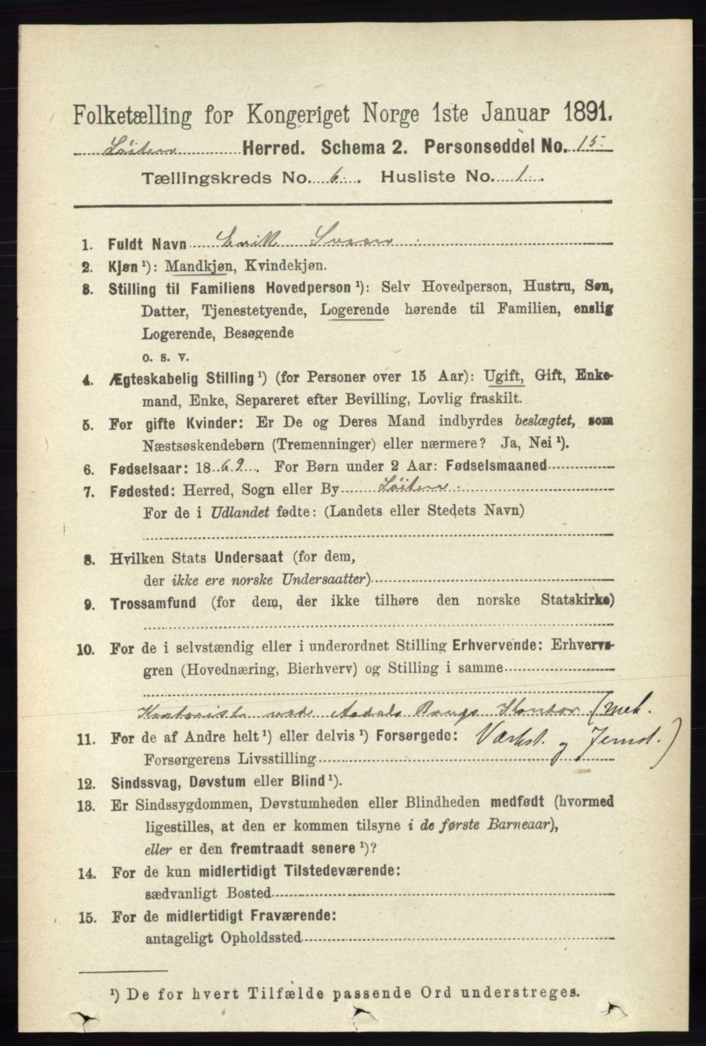 RA, 1891 census for 0415 Løten, 1891, p. 4001