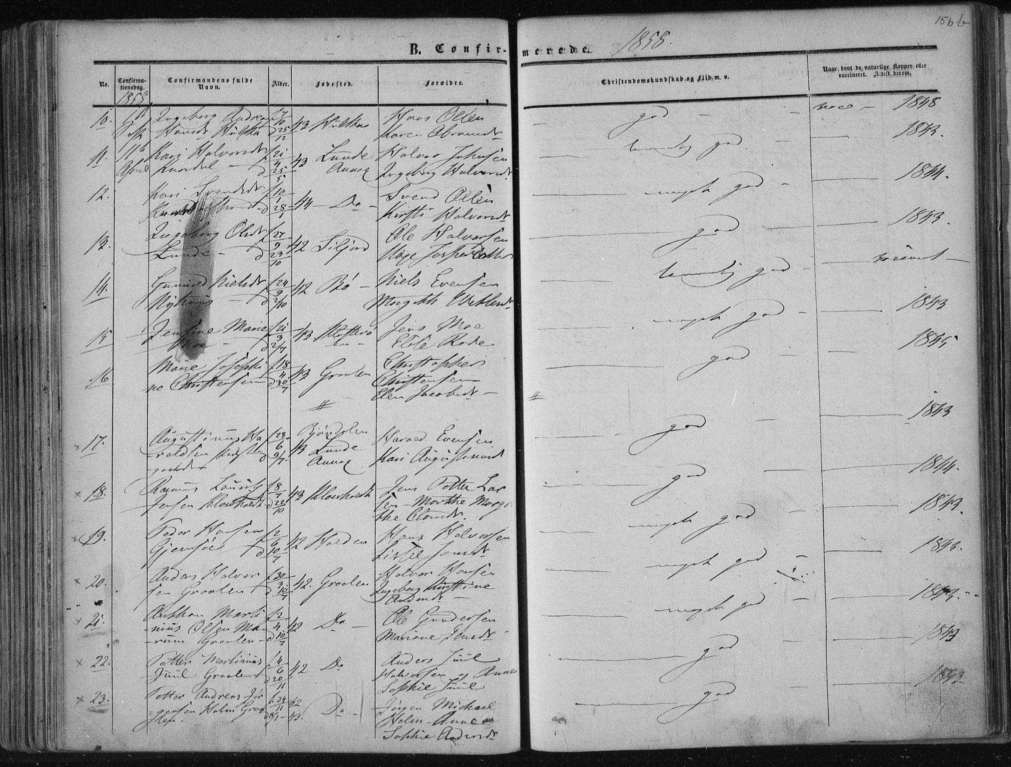 Solum kirkebøker, SAKO/A-306/F/Fa/L0007: Parish register (official) no. I 7, 1856-1864, p. 156
