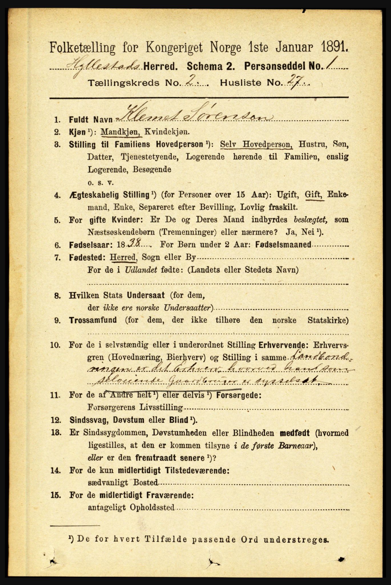 RA, 1891 census for 1413 Hyllestad, 1891, p. 292