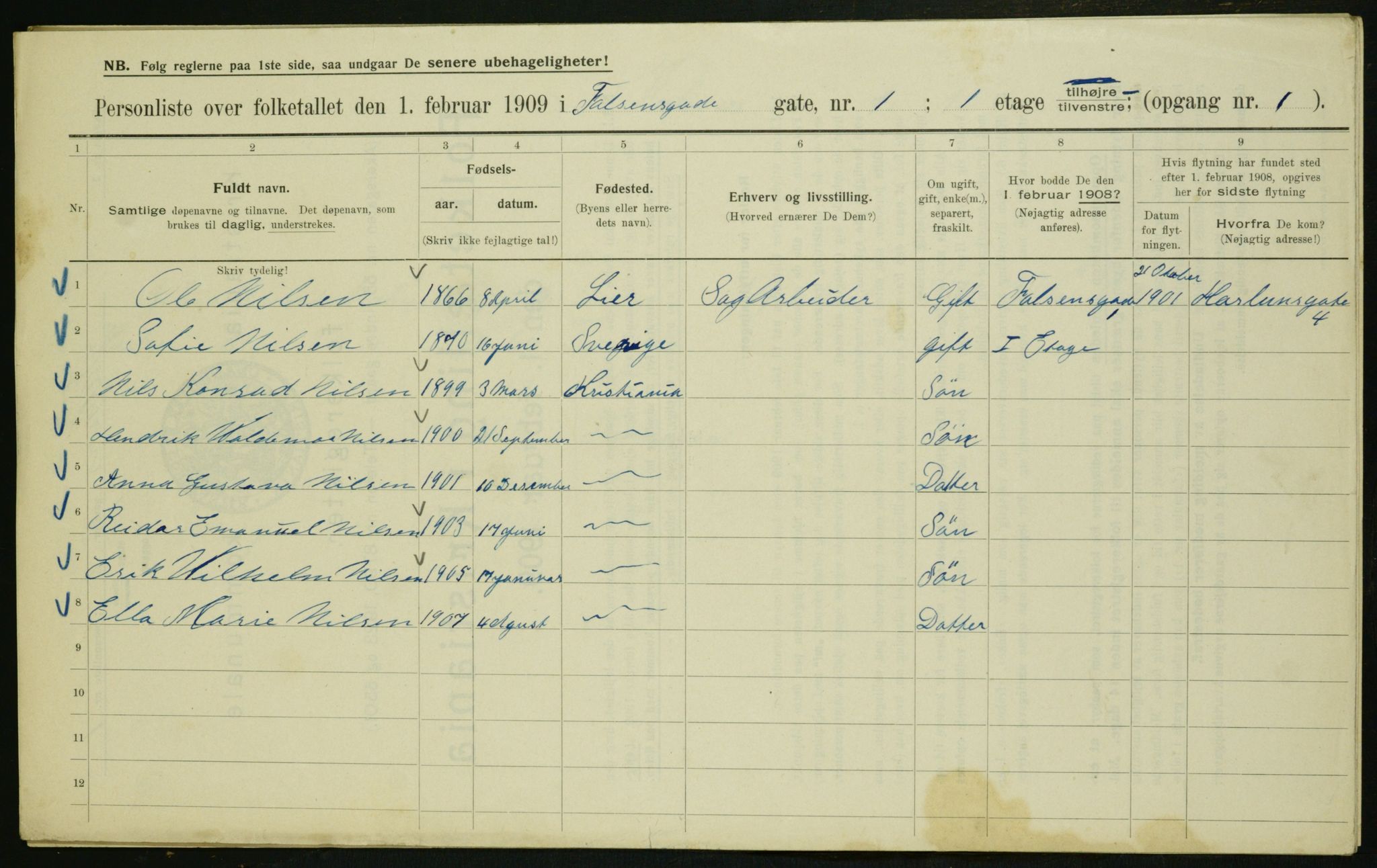 OBA, Municipal Census 1909 for Kristiania, 1909, p. 20969